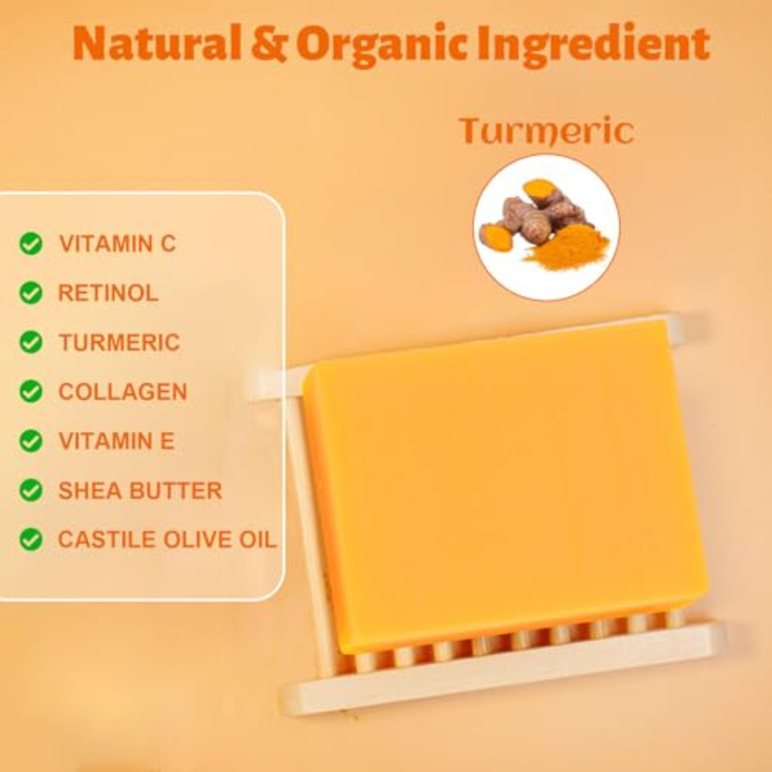 3Packs Turmeric Soap Bar, Organic Tumeric Soap for Face and Body, Lemon Turmeric