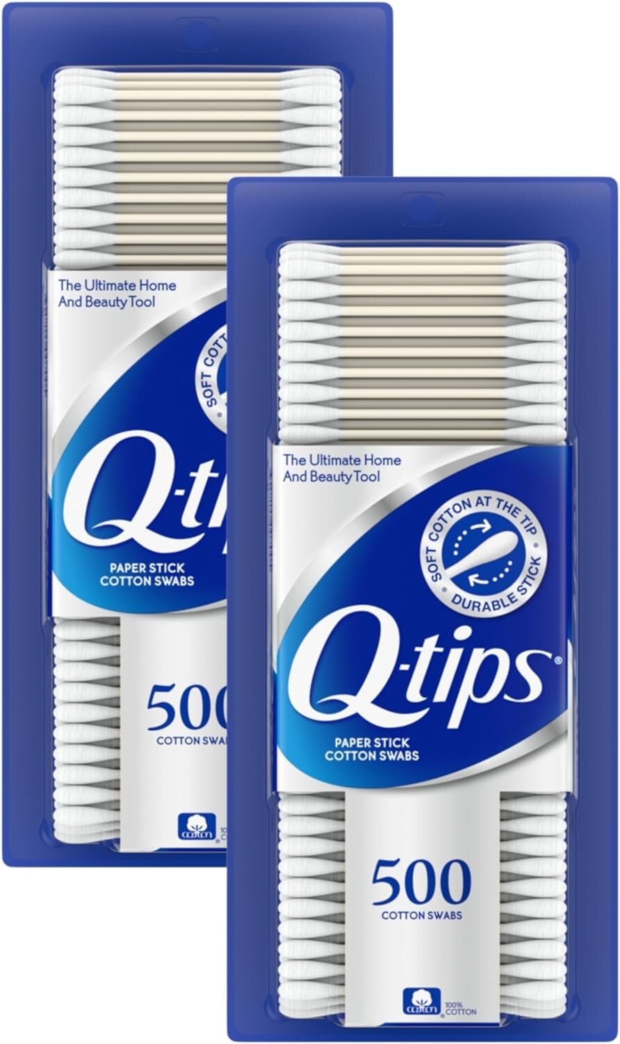 Q-tips Cotton Swabs, 500 Count (Pack of 2)