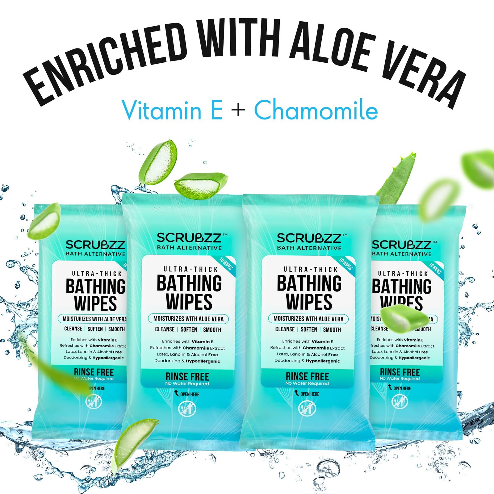 Extra Large Bath Wipes for Adults No Rinse – 120 Disposable Body Cleansing