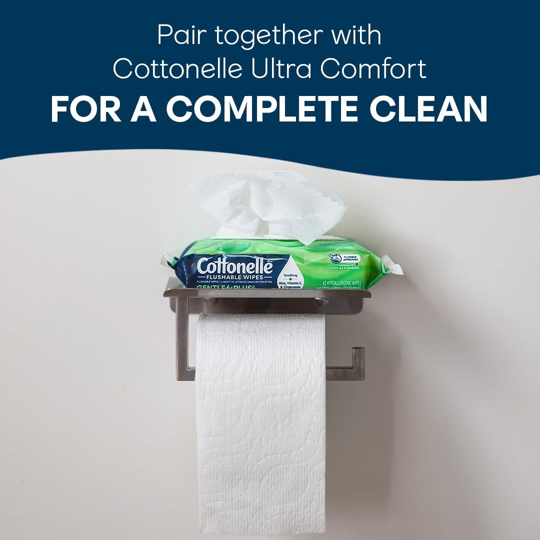 Cottonelle GentlePlus Flushable Wet Wipes 168 Pack Aloe Vitamin E Chamomile