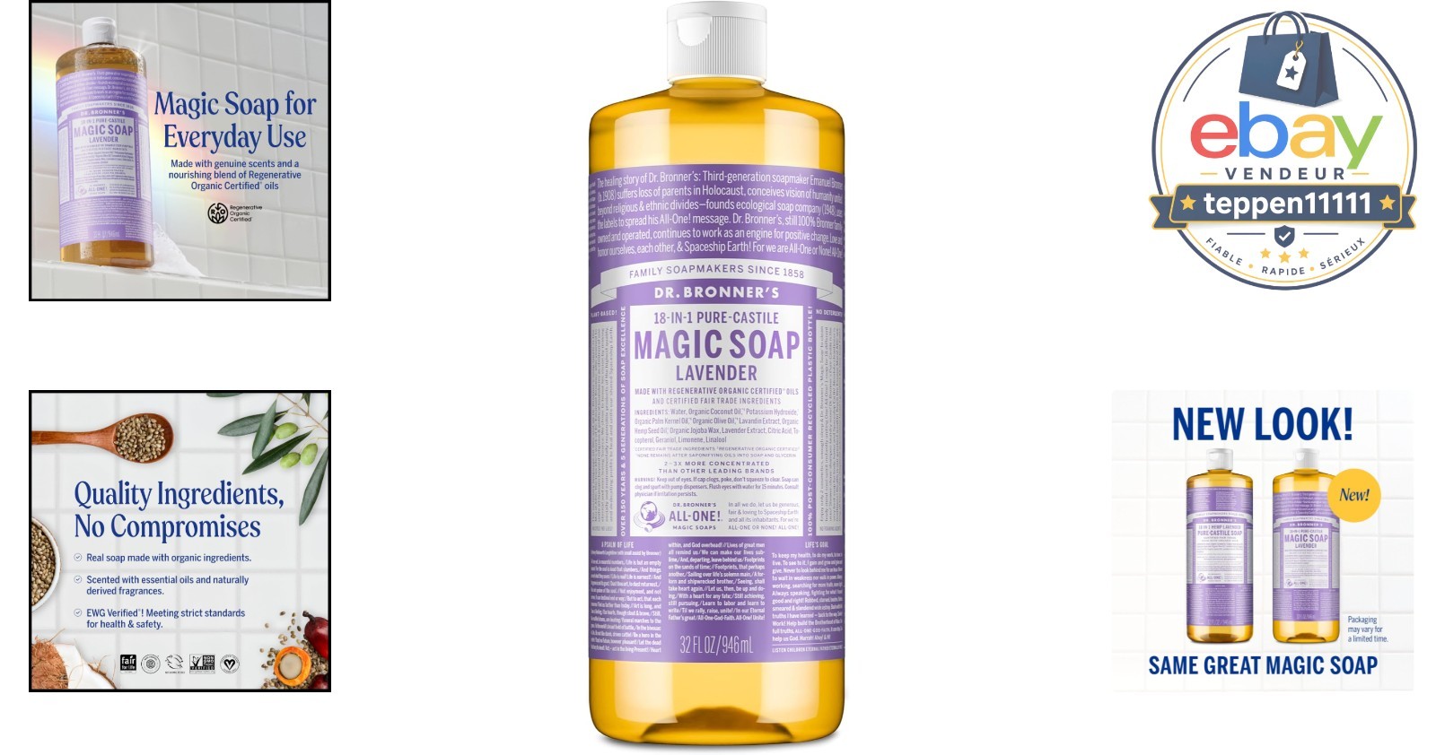 Liquid Soap 32 Oz, Organic Oils, 18-in-1 Uses, , Lavender