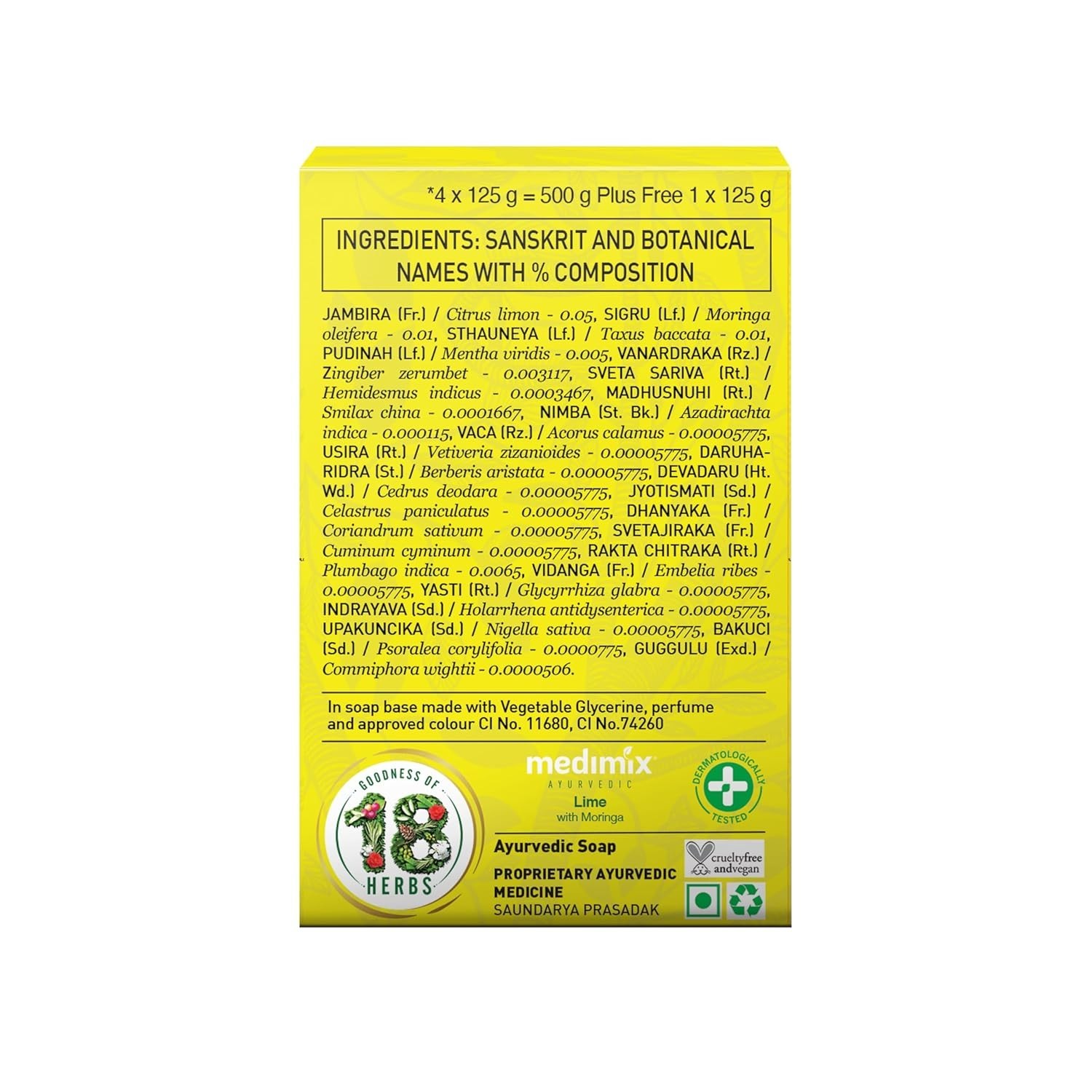 Medimix Nature Ayurvedic Soap 625g | Lime with Moringa | Paraben & Sulphate Free