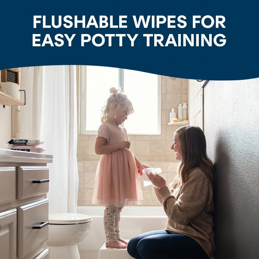 Cottonelle Fragrance Free Flushable Wet Wipes, Adult 42 Wipes (Pack of 2)