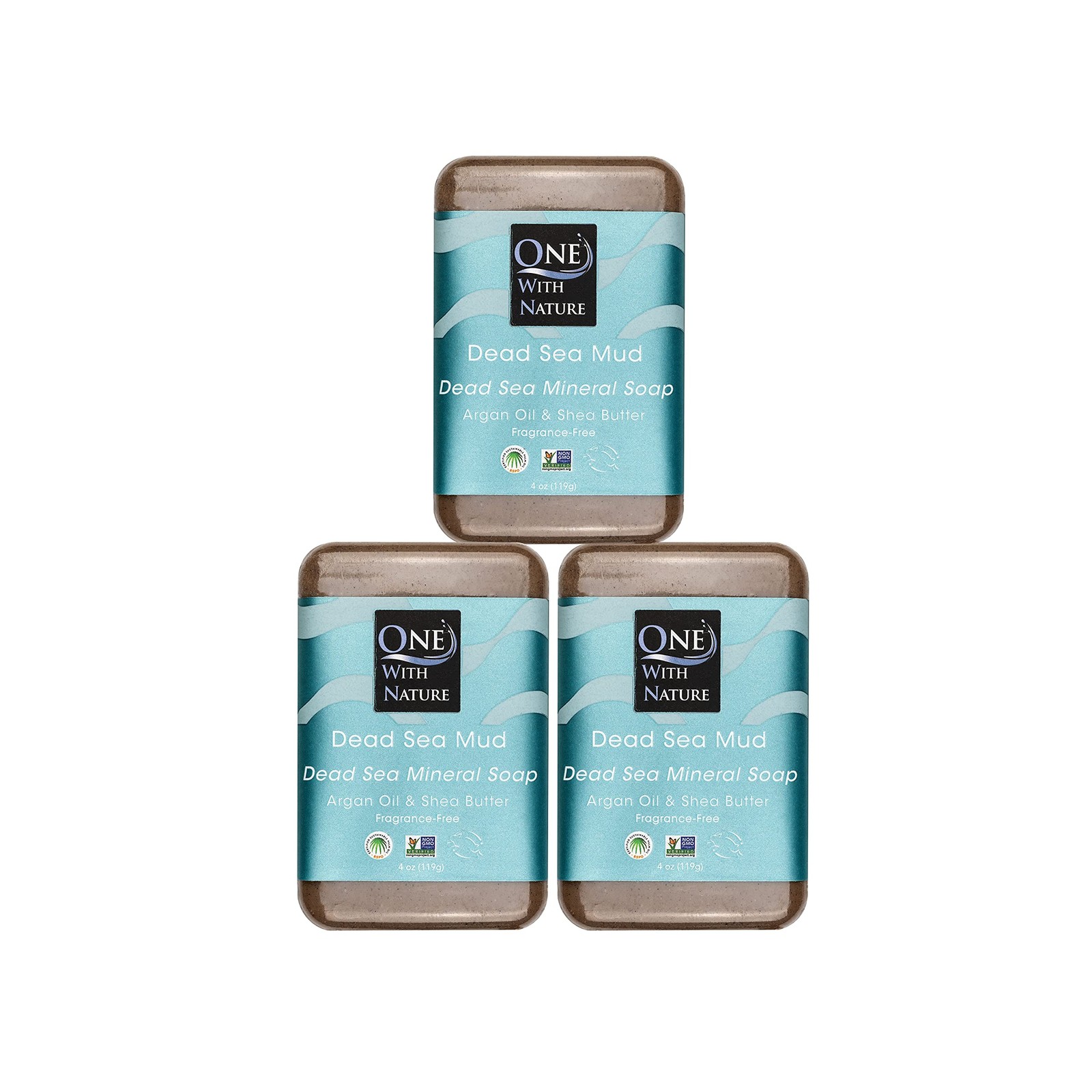 One With Nature Dead Sea Mud Soap 4oz 3-Pack – 4 Ounce (Pack of 3),