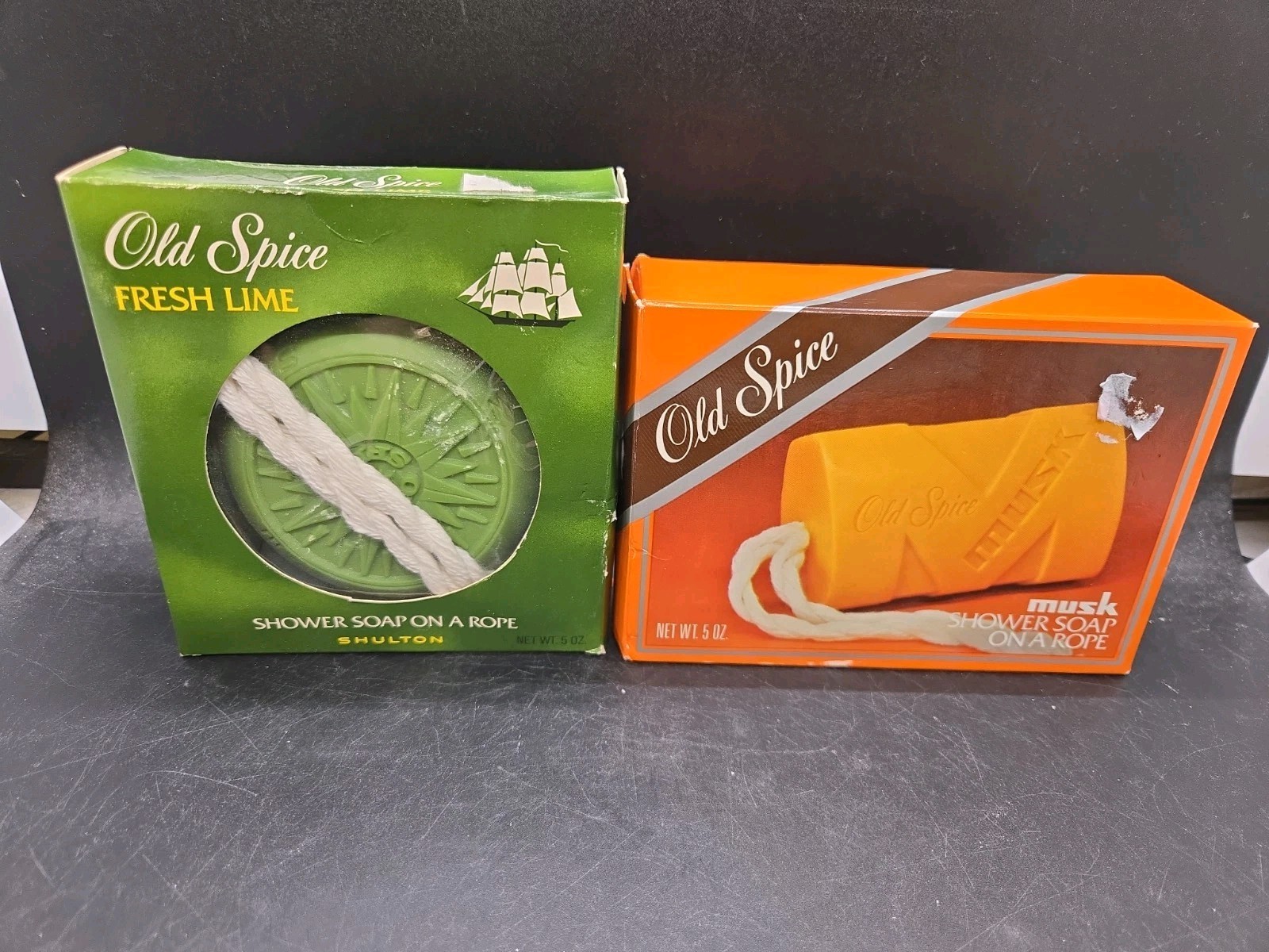 Old Spice Musk/Fresh Lime Soap on a Rope 5 oz NOS Pair Vintage 1970s And 1980s
