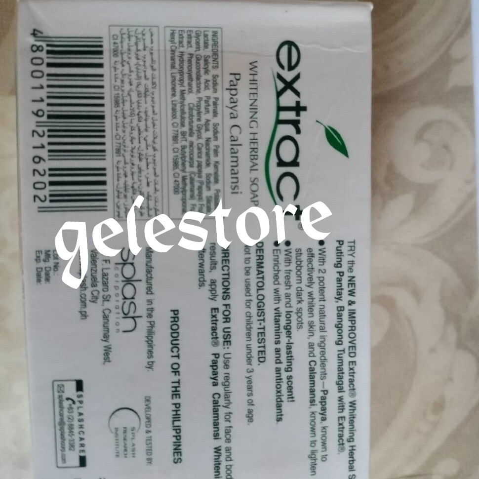 Extract lotion x 1 & soap with papaya x1 from Phillipines. For sensitive skin.