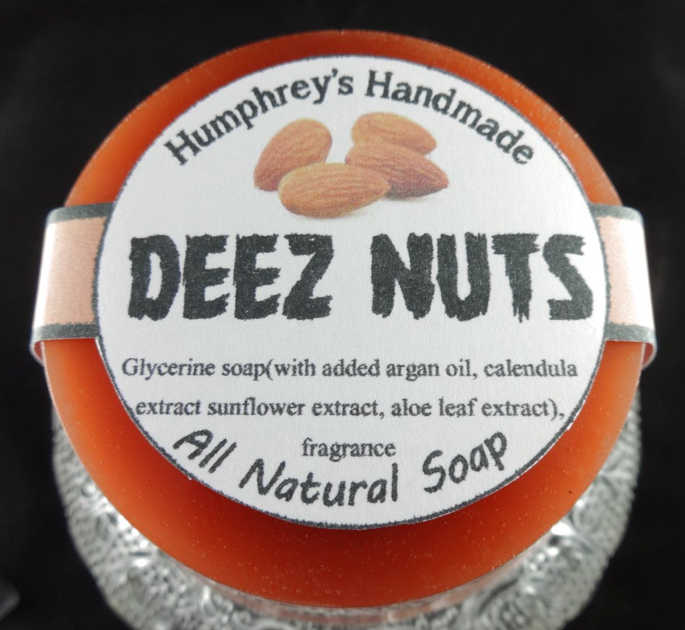 DEEZ NUTS Men’s Shave & Shampoo Soap Honey Almond Beard Wash Round Bar Funny