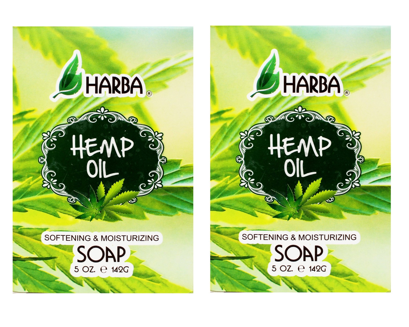 Harba Bath Soap Hemp Oil, Softening & Moisturizing, 5 OZ (142g) – 2 Pack