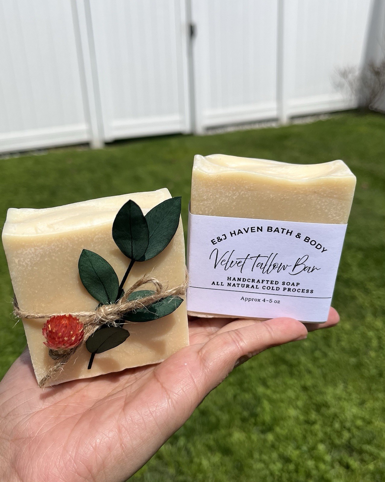 E&J Haven Bath & Body Velvet Tallow Bar Soap Honey Scent Cold Process $7.50 each