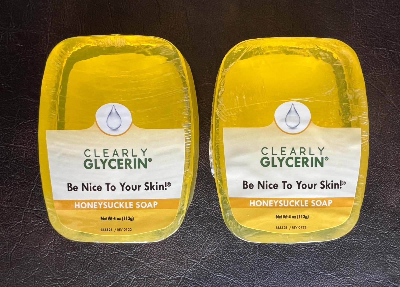 2 Bars of Clearly Glycerin Soap HONEYSUCKLE Scented 4oz/each *SEALED*