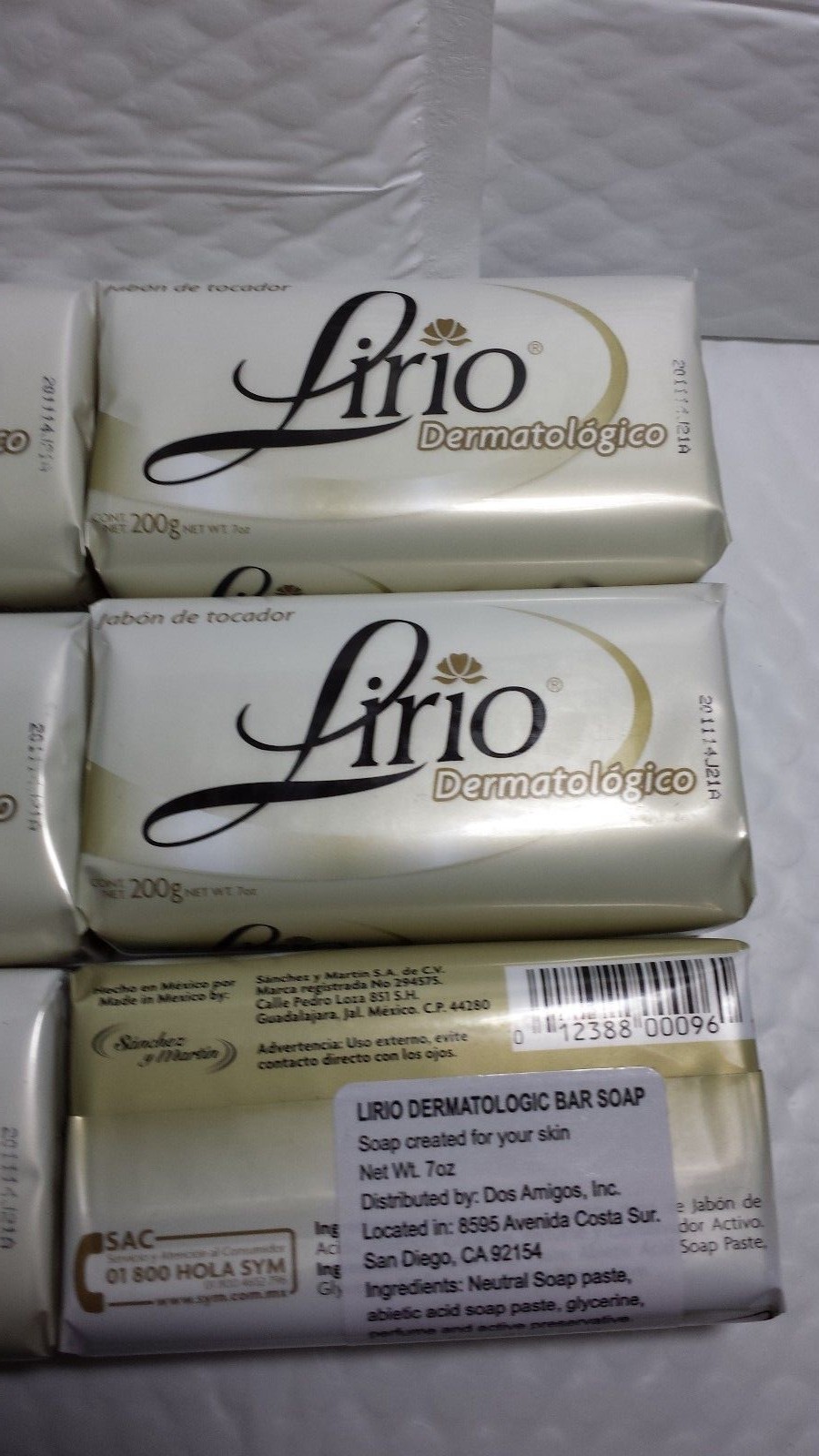 6 LIRIO DERMATOLOGIC BAR SOAP (PACK OF 6 BARS) 200 GR. 7 OZ EA BIG SIZE RARE