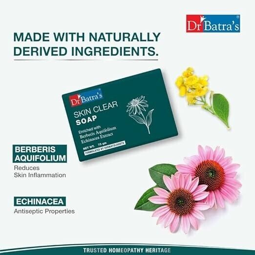 Dr Batra Skin Clear Soap, Enriched with Berberis aquifolium,Echinacea 75g x 4