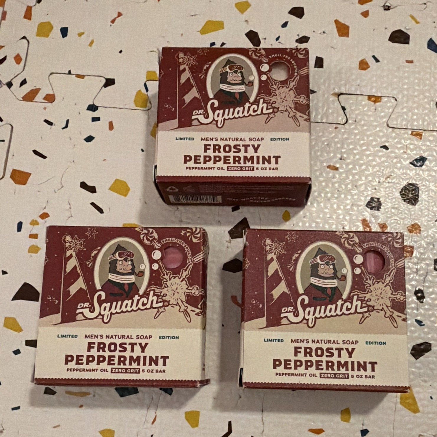 Dr. Squatch Frosty Peppermint Men’s Natural Bar Soap 5 oz 3-pack