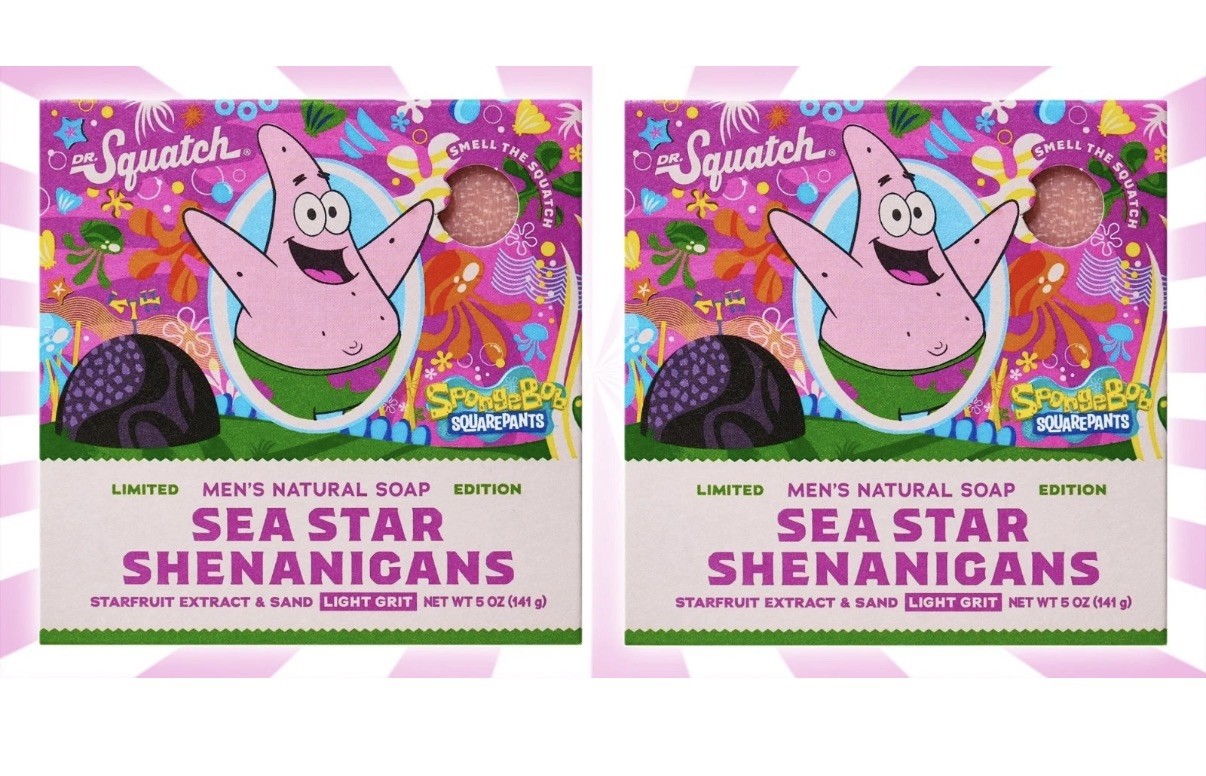 2 pack Dr. Squatch Spongebob SEA STAR SHENANIGANS Patrick Star Men’s Soap