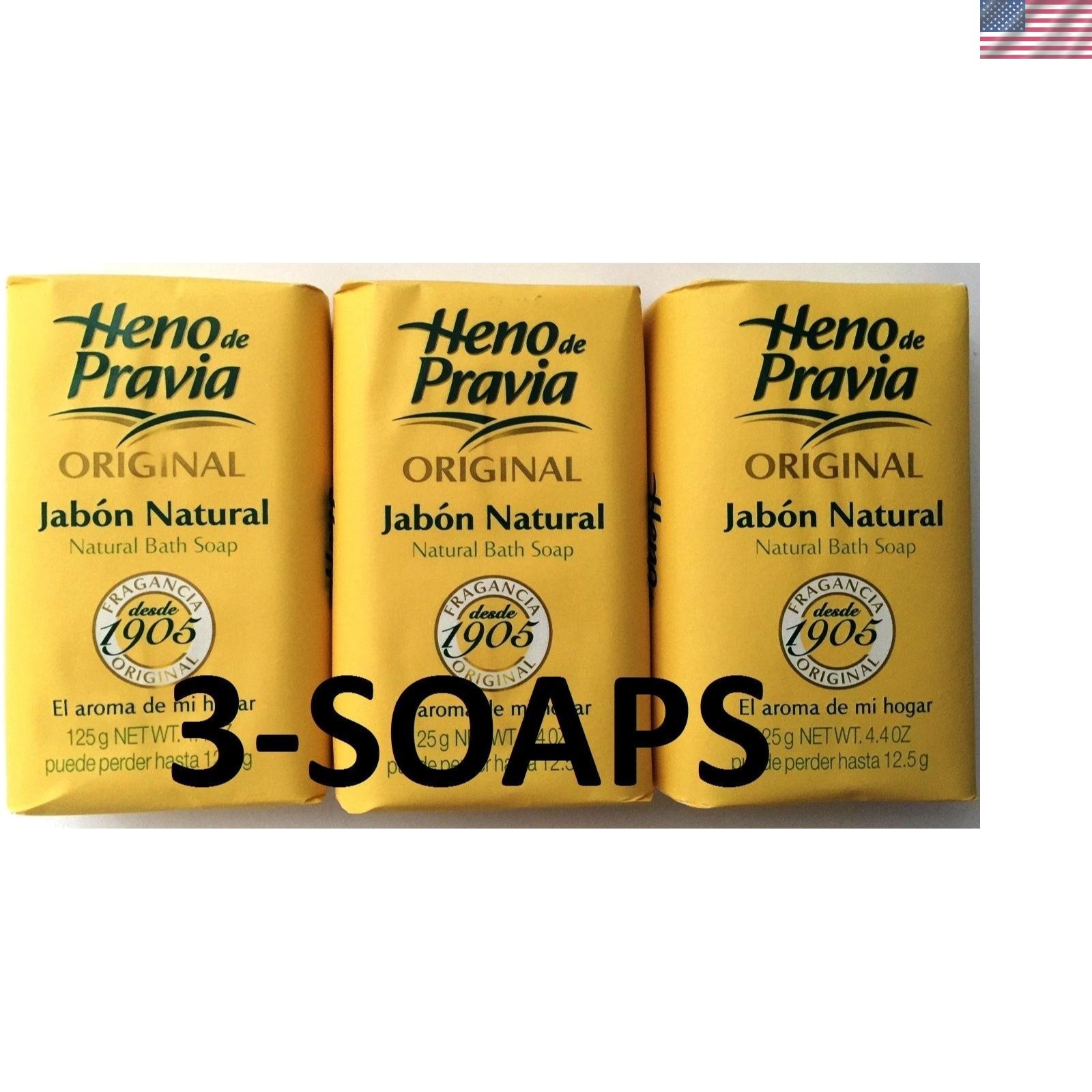 Heno de Pravia Organic Bath Soap – 3 Bars of 4oz Each, Vitamin E Infused