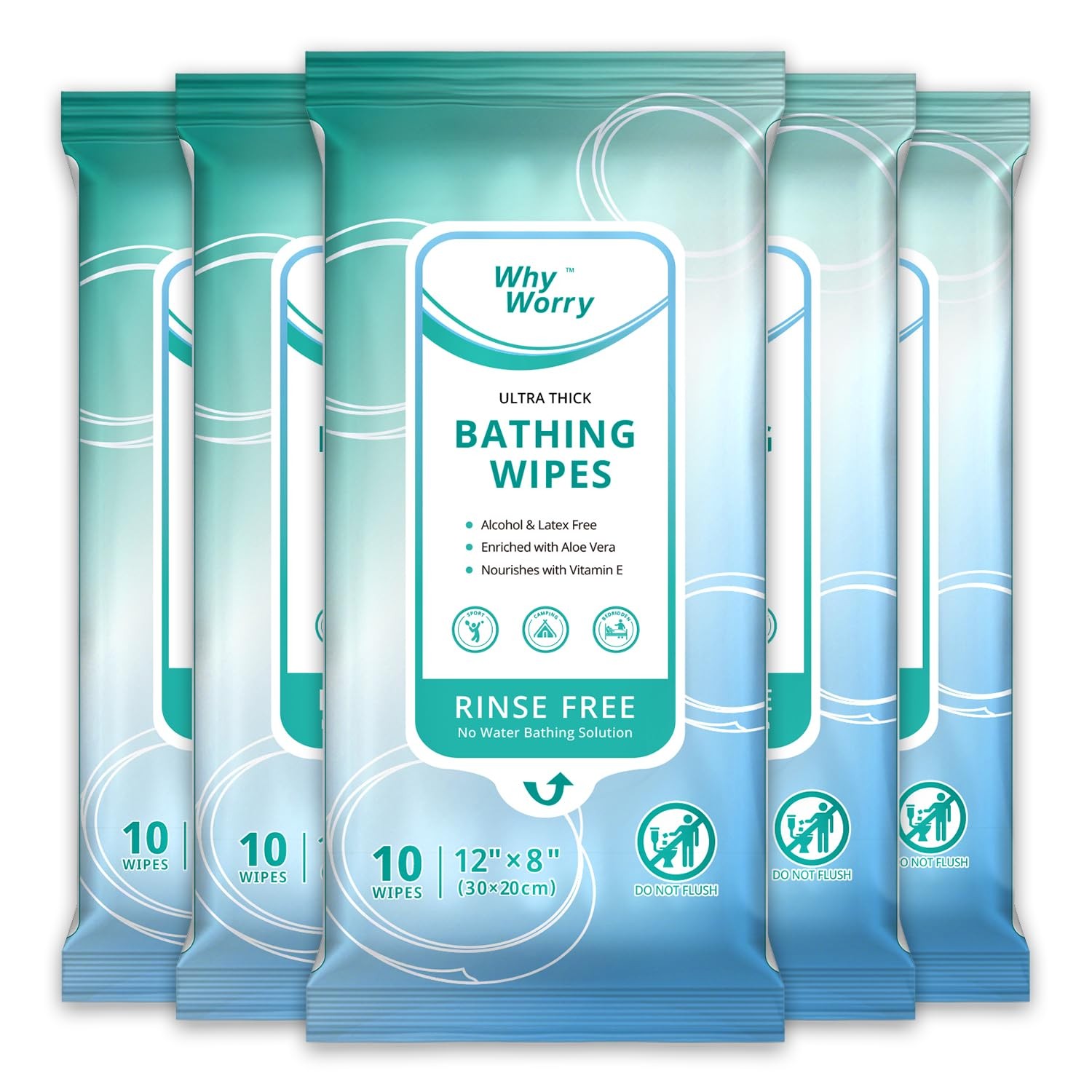Ultra Thick Bathing Wipes for Adults Rinse Free, Large Body Cleansing Wipes w…