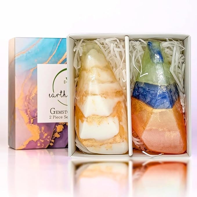 Earth & Home Gemstone Soaps w Real Crystals Inside Berry & Pina Colada New In Bo