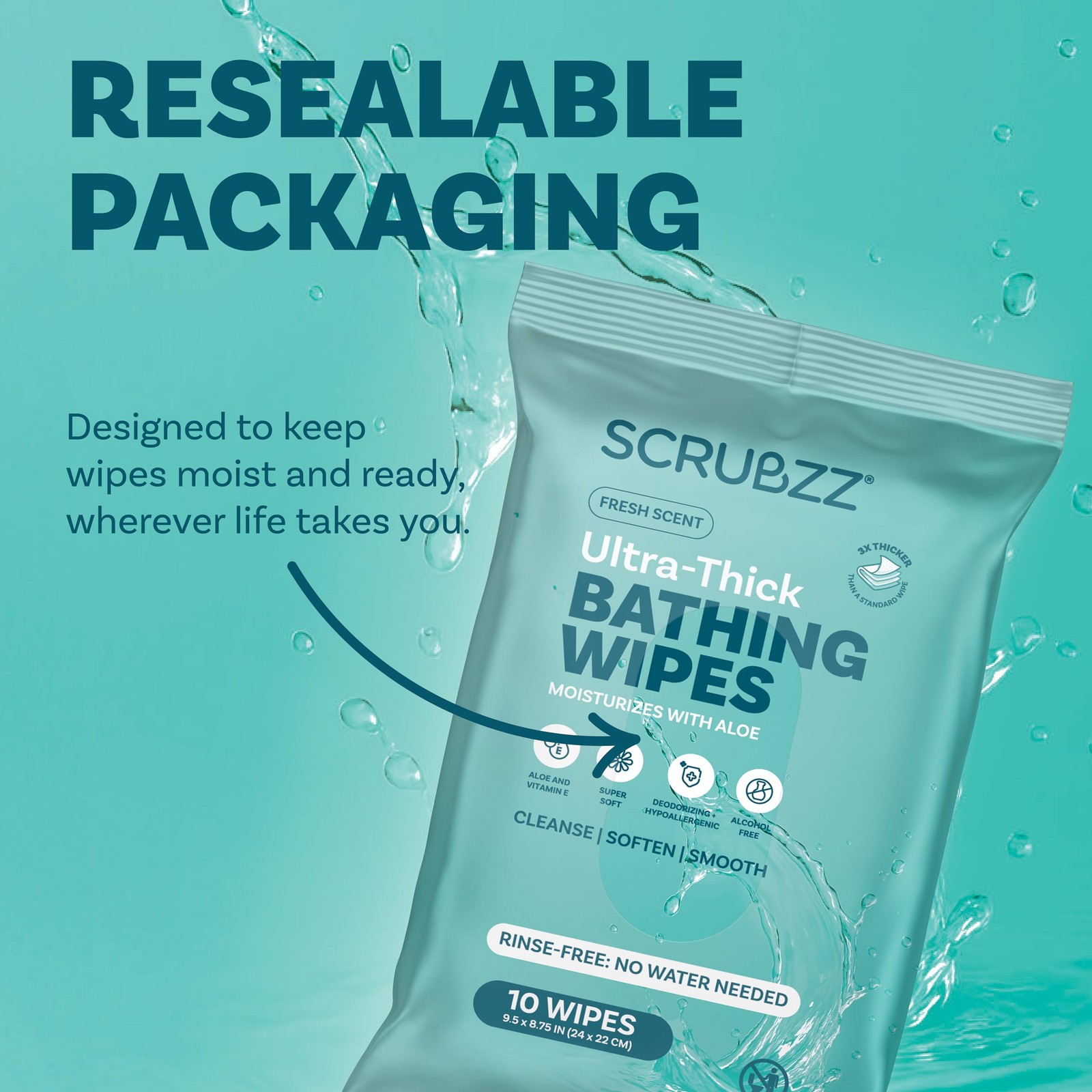 Extra Large Bath Wipes for Adults Bathing No Rinse – 40 Ultra Thick Disposabl…