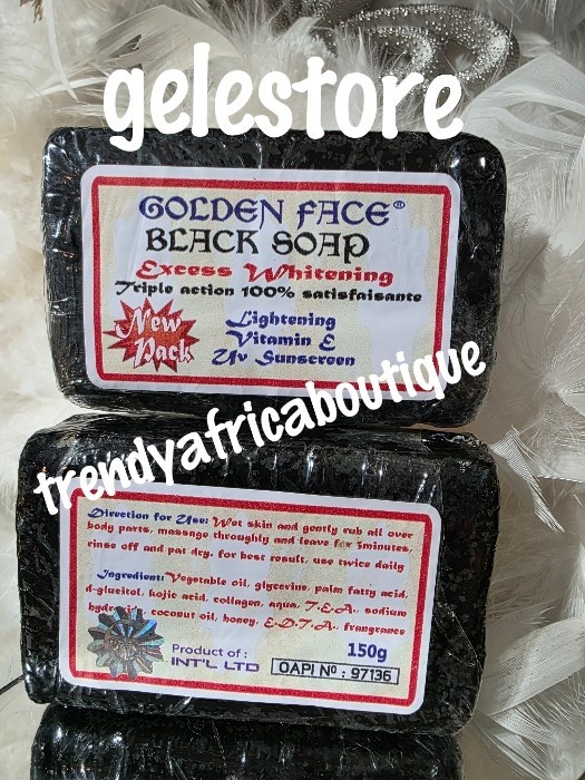 X 1 GOLDEN FACE Black Soap. 3riple Action 150ml X 1 100% Satisfaction