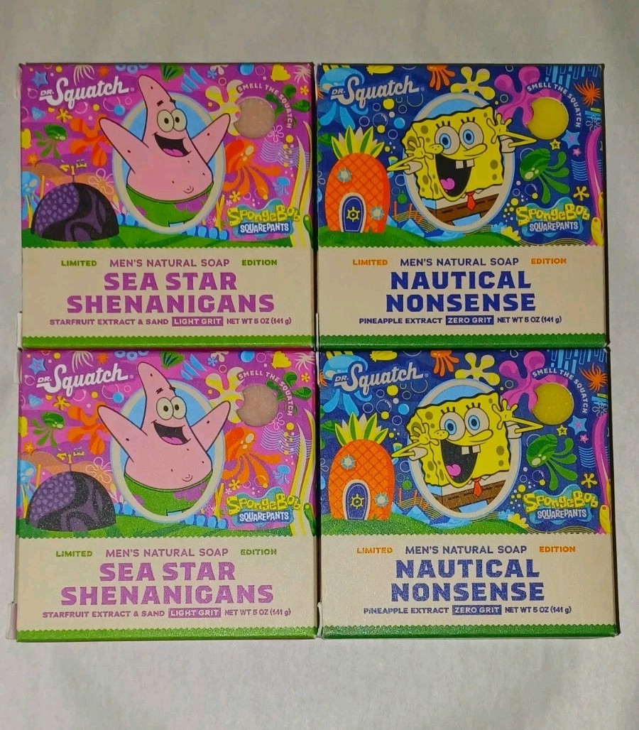Dr Squatch x SpongeBob SquarePants & Patrick 4-Pk Limited Edition Soap