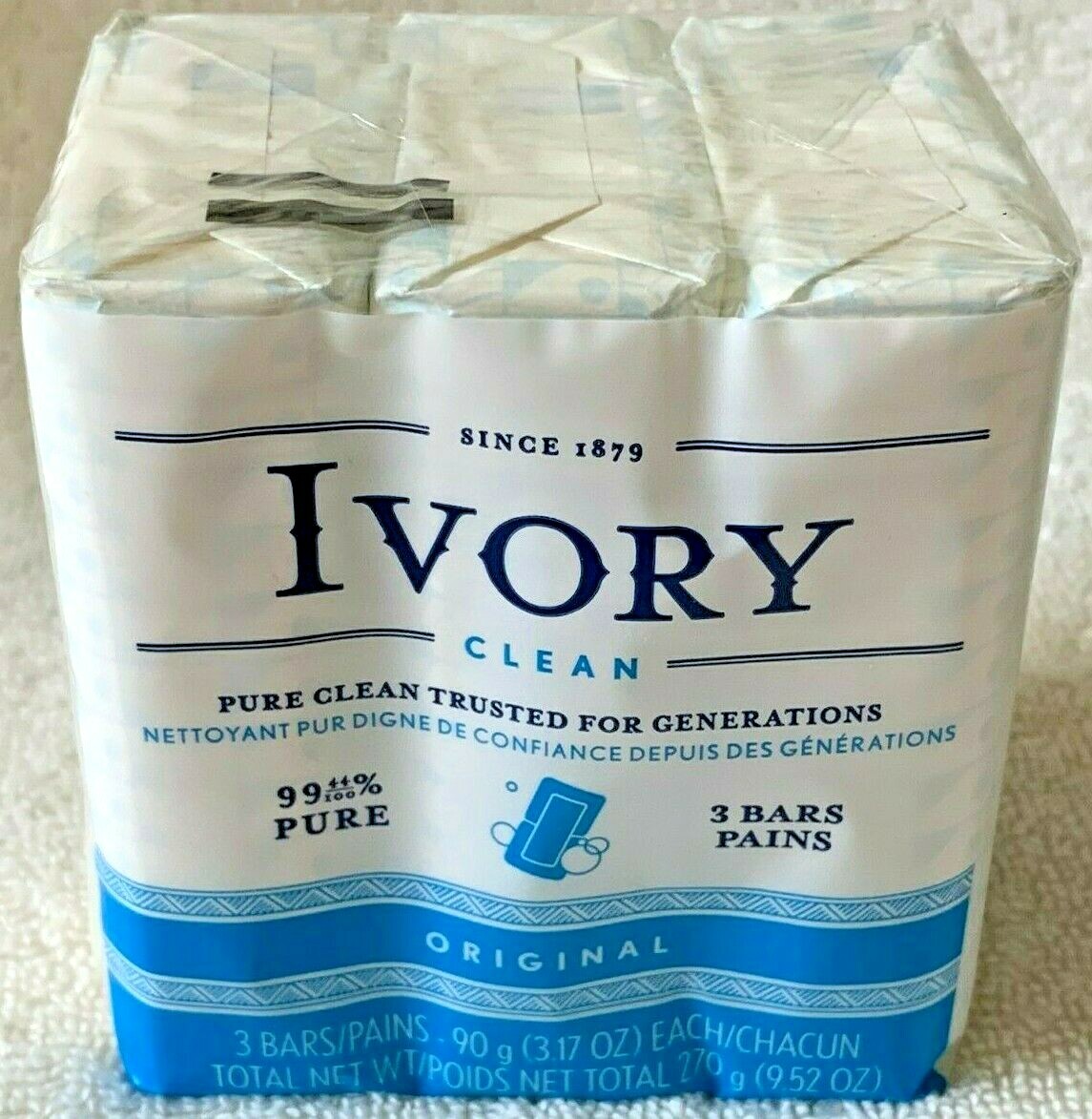 IVORY CLEAN***Original***99.44% PURE CLEAN SOAP (3 BARS)~3.17 OZ/EACH~NEW~SEALED