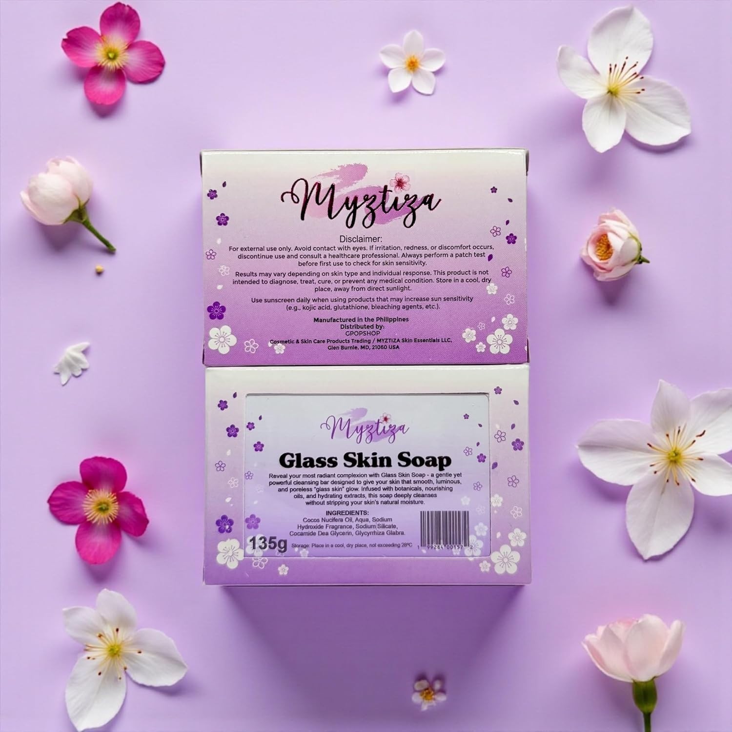Myztiza Glass Skin Bar Soap for Face & Body – 2 Pack 135g Each