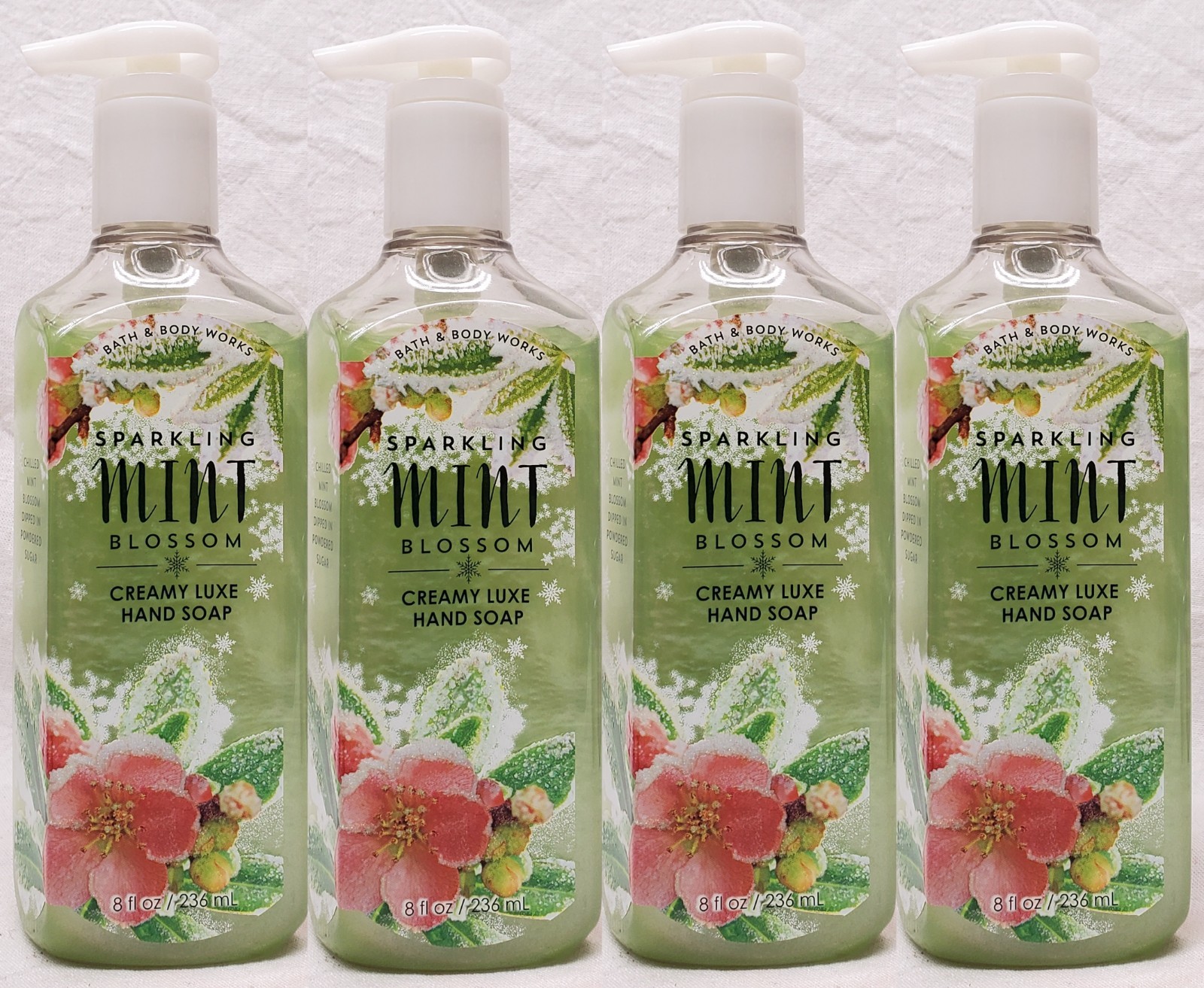 4 Bath & Body Works SPARKLING MINT BLOSSOM Cleansing Gel Hand Soap