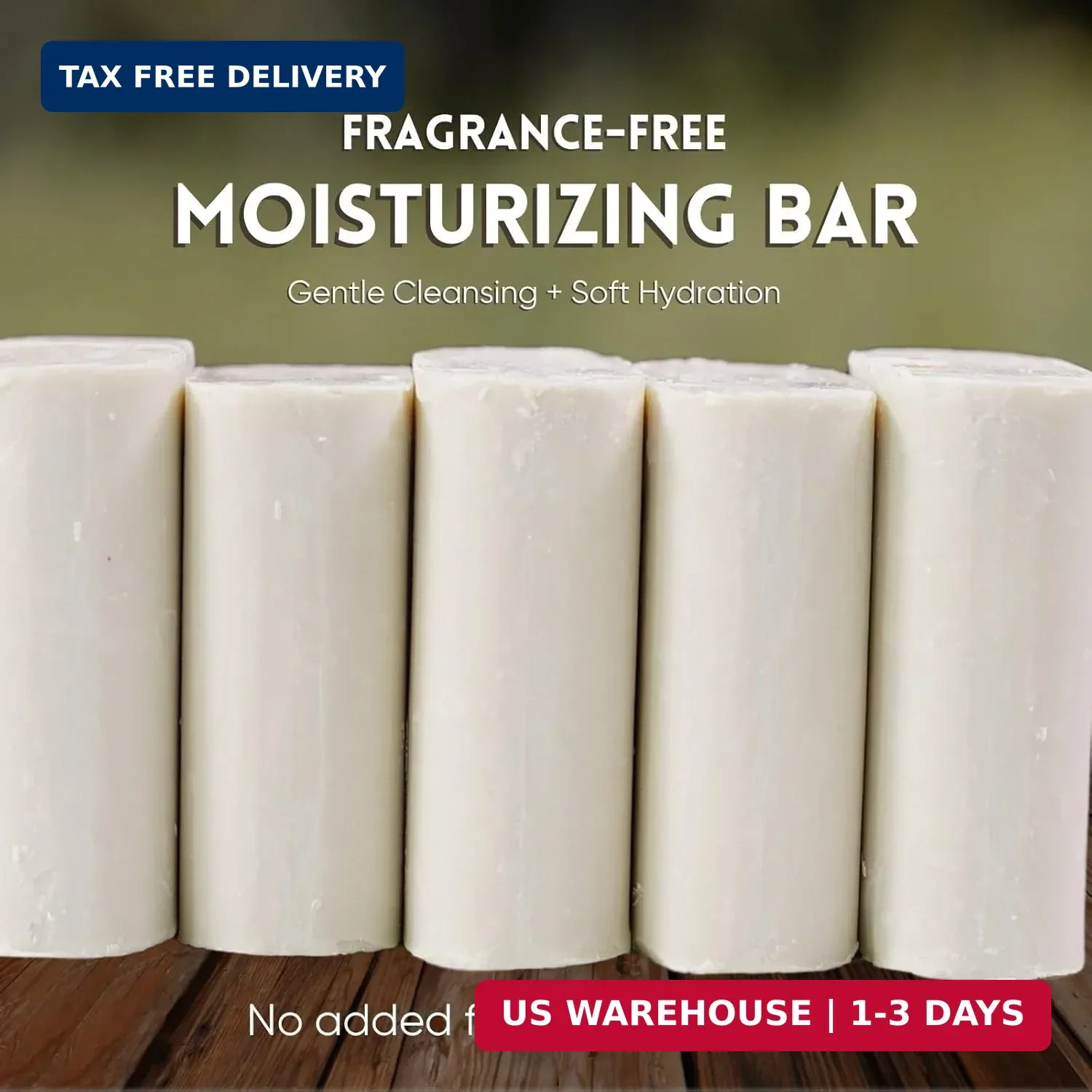 Amish Farms Fragrance Free Bar Soap with Bentonite Clay 5 oz Bars (5 Pack) Vegan