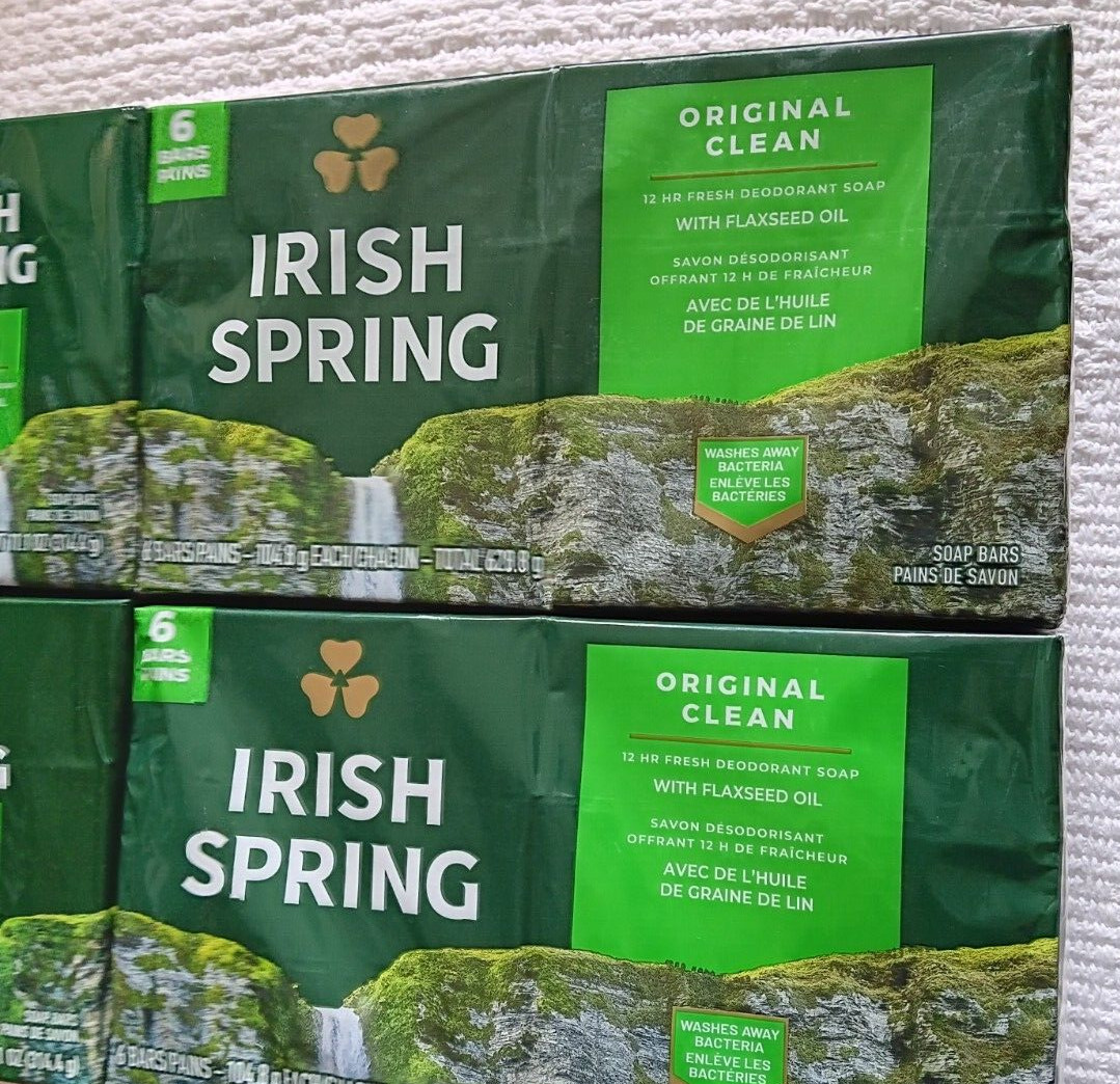 Irish Spring Deodorant Soap Bar Lot 12 HR 21 Bars Original Clean Flaxseed Oil