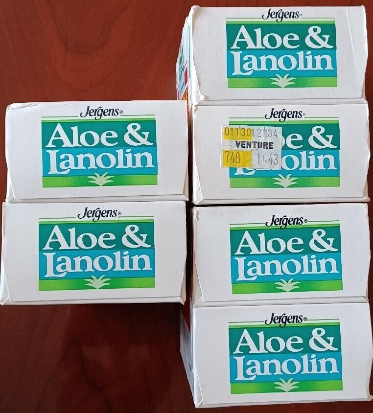 6 Vintage 1986 Jergens Aloe & Lanolin Skin Conditioning Bar Soap 4.75oz NOS Prop