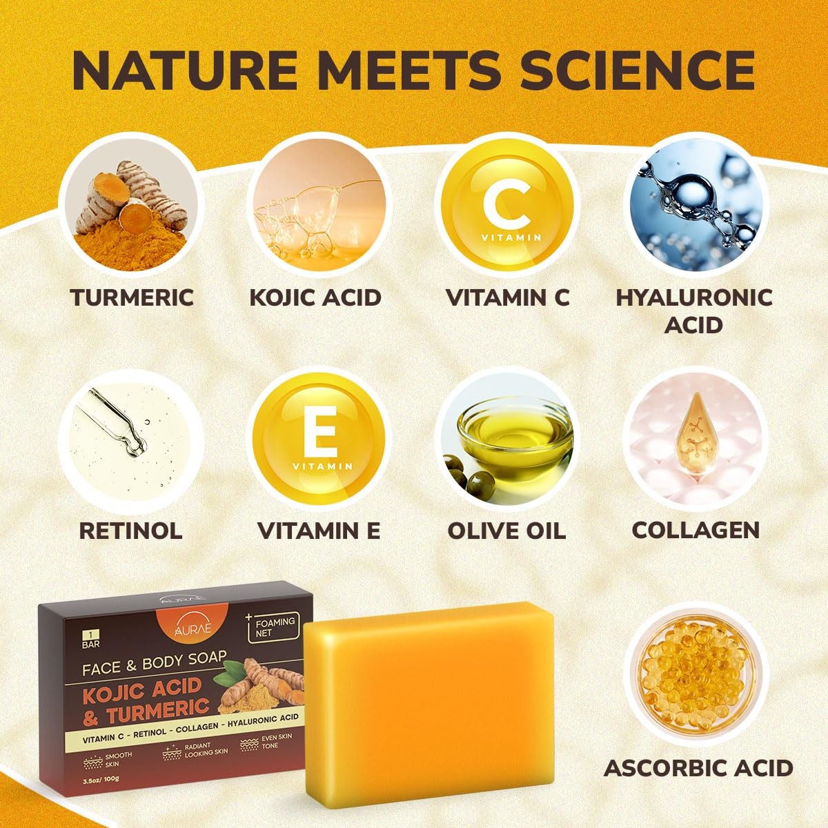 Kojic Acid Turmeric Soap Bar 2 Bars Clear Hydrated Skin Gentle Face Natural