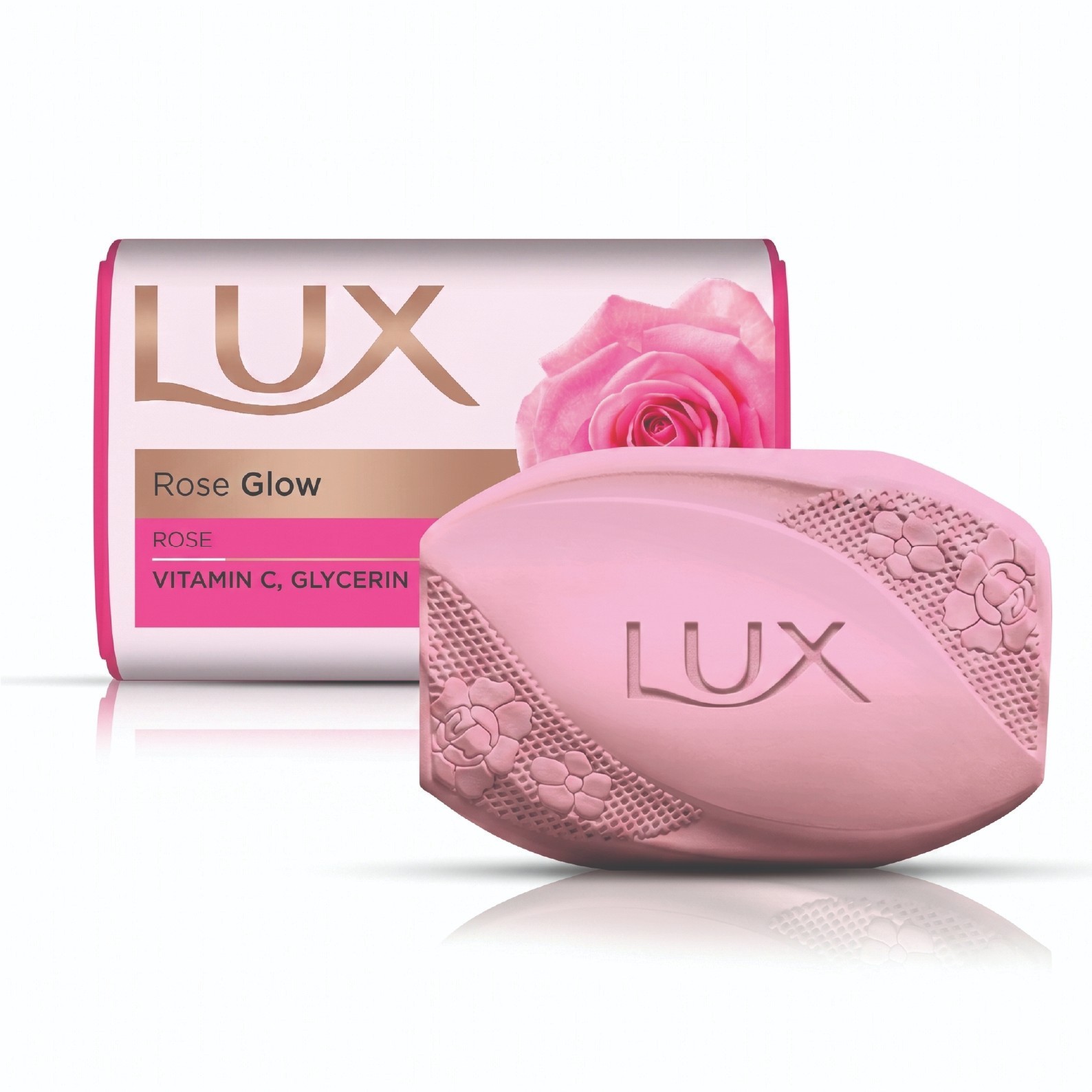 Pack of 12 Lux Rose Glow Vitamin C & Glycerin Soap 175g Rose Beauty Bar
