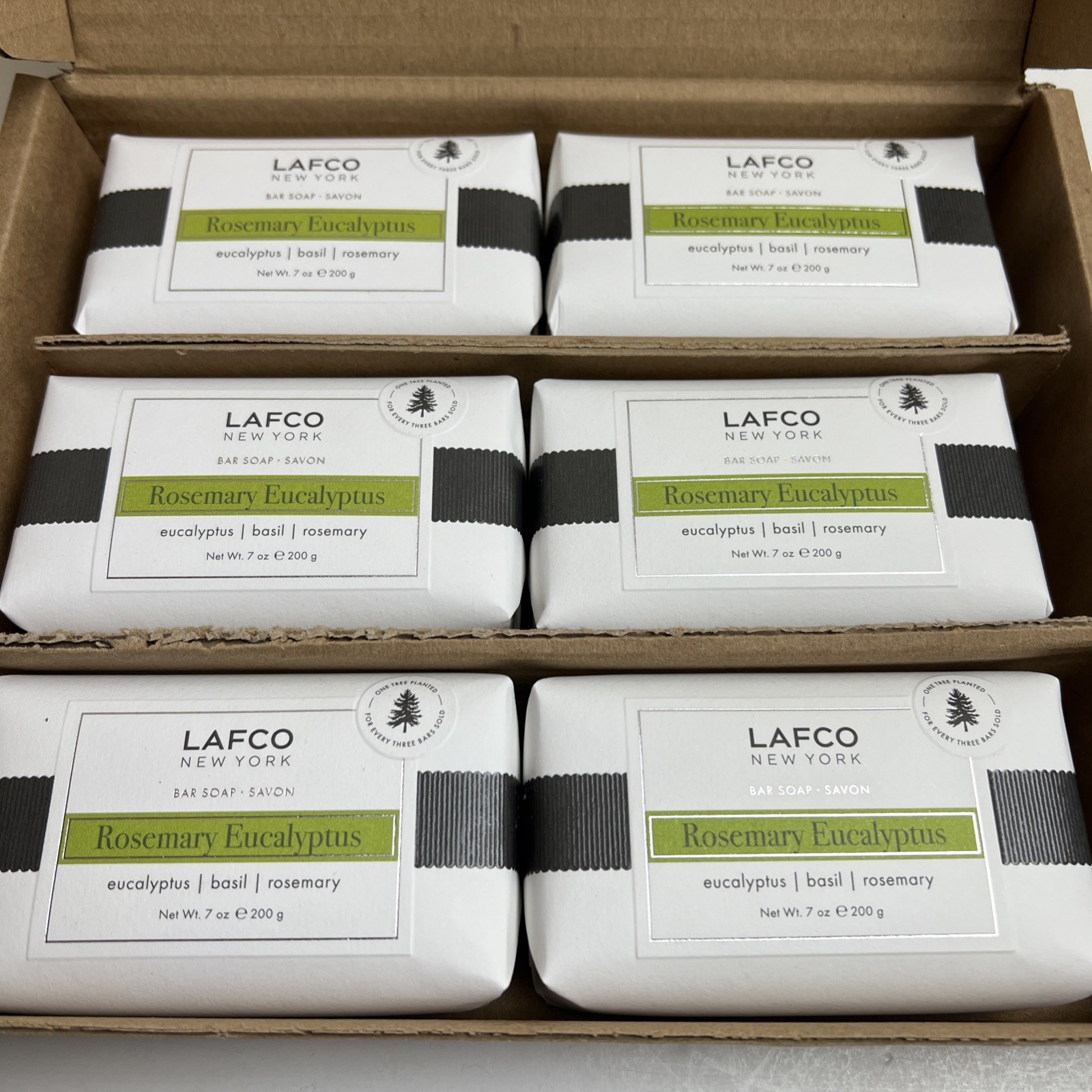 Lot Of 6 Lafco New York 7 oz Rosemary Eucalyptus Bar Soap 200g
