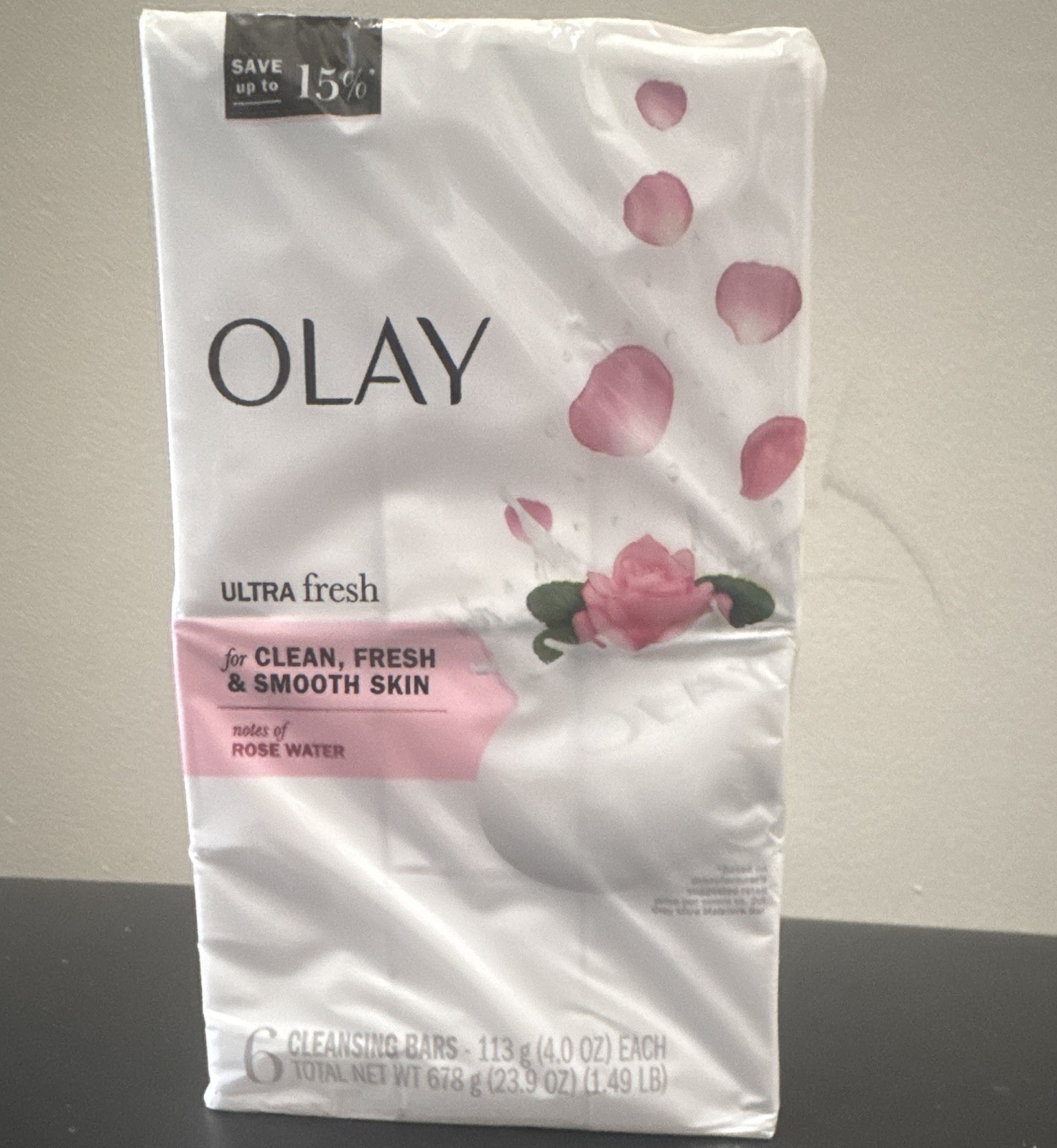Olay Ultra Fresh Rose Water Cleansing Bar Soap, 6 Bars, 4 oz Each