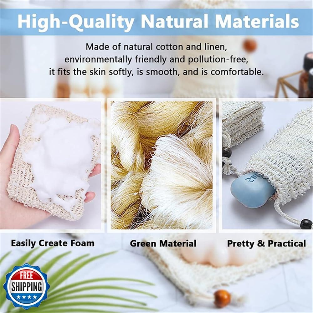 Sopurrrdy 8 Pcs Natural Sisal Soap Saver Bag for Soap Bar Organic Soaps Pouch