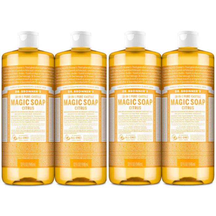 Dr. Bronner’s Pure-Castile Soap Citrus 32 fl. oz Each (Pack of 4)