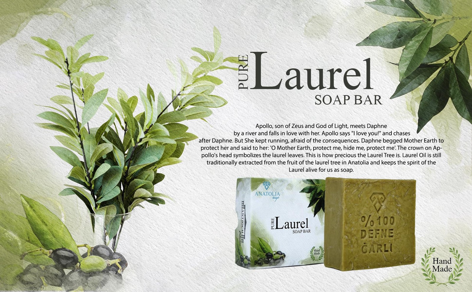 Anatolia Soap Antioch Collection Laurel Oil Shampoo Bar 5 oz – Handmade Soap,…