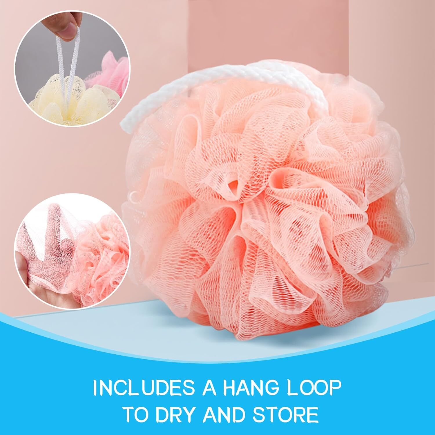 Loofah Sponge Shower Loofahs Bath Sponges Mesh Balls for Multiple Colors