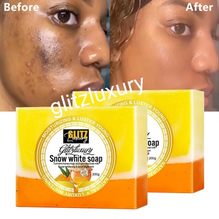 2pcs Glitzluxury superior white & snow White turmeric soap. Body & face,