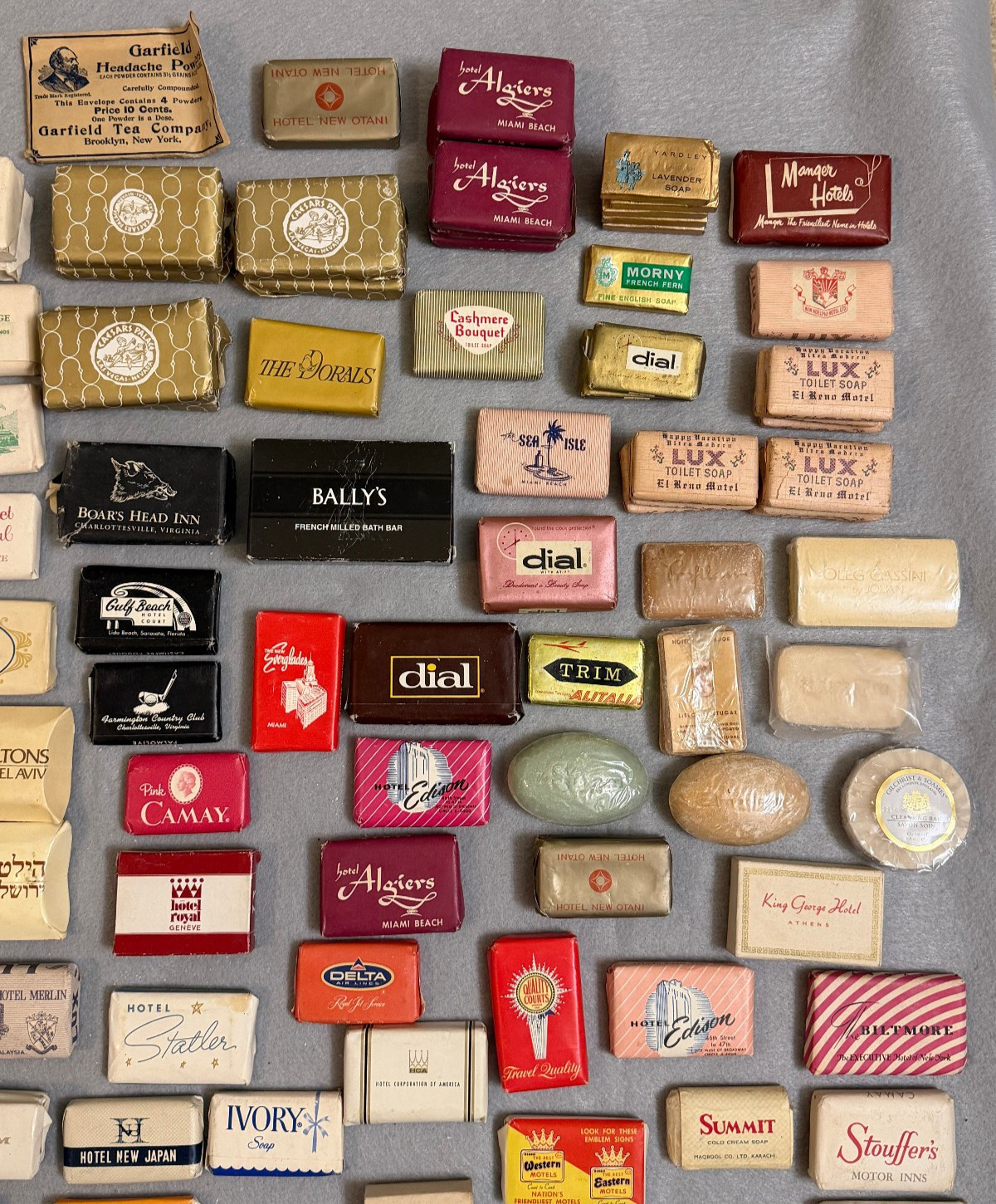 Large Vintage Lot 150+ Hotel Motel Airline Mini Bar Bath Soaps Around World Wide
