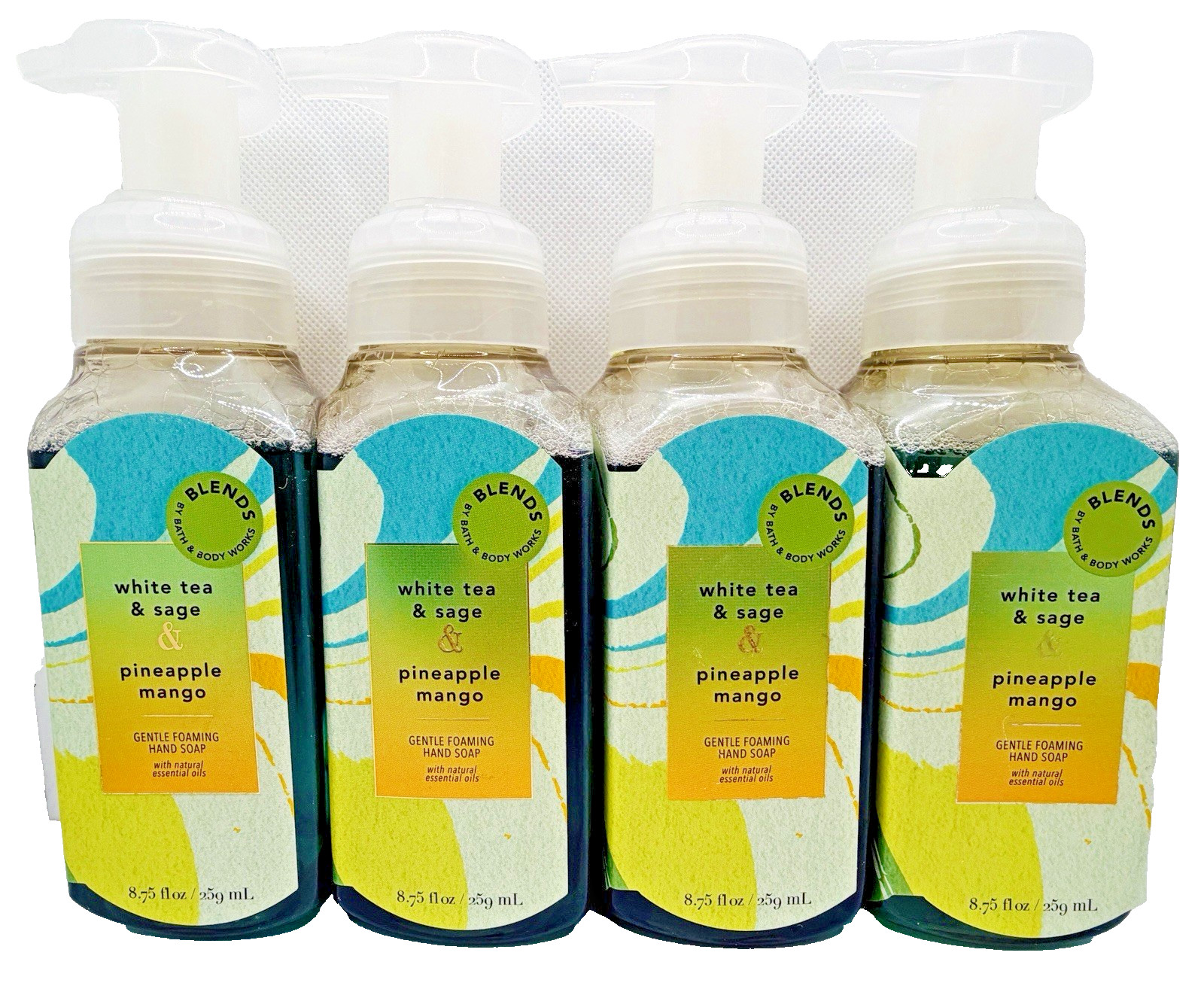 Bath & Body Works White Tea & Sage & Pineapple Mango Blend Foaming Hand Soap x4