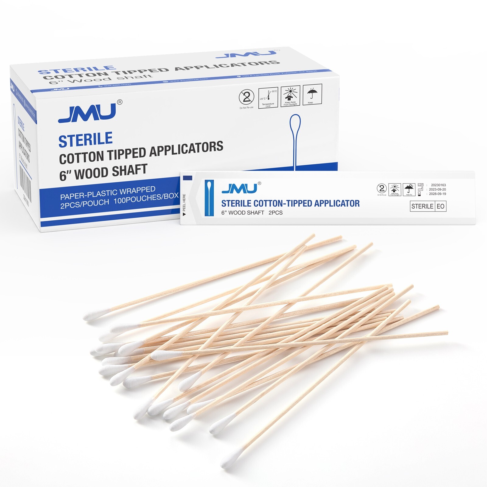 200pcs Sterile Cotton Swab Tipped Applicator, 6” Dental Medical Makeup