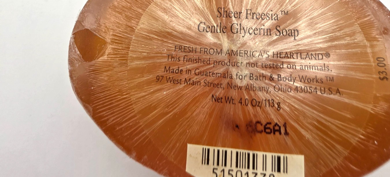 Sheer Freesia Soap Bath & Body Works Gentle Glycerin Bar Soap Discontinued