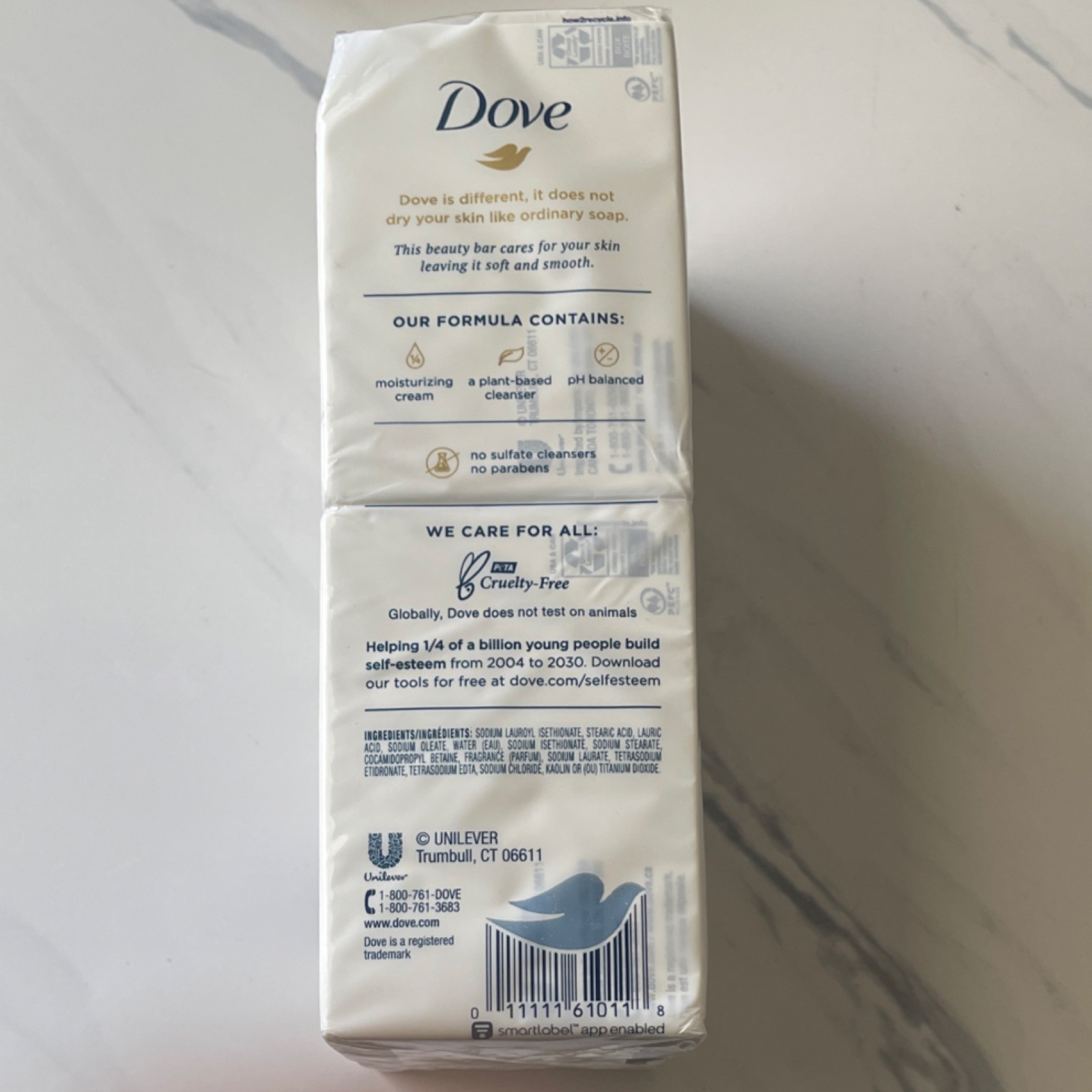 Dove Original Moisturizing Beauty Bar Soap, 6-Pack 3.75 oz Each, Plant-Based