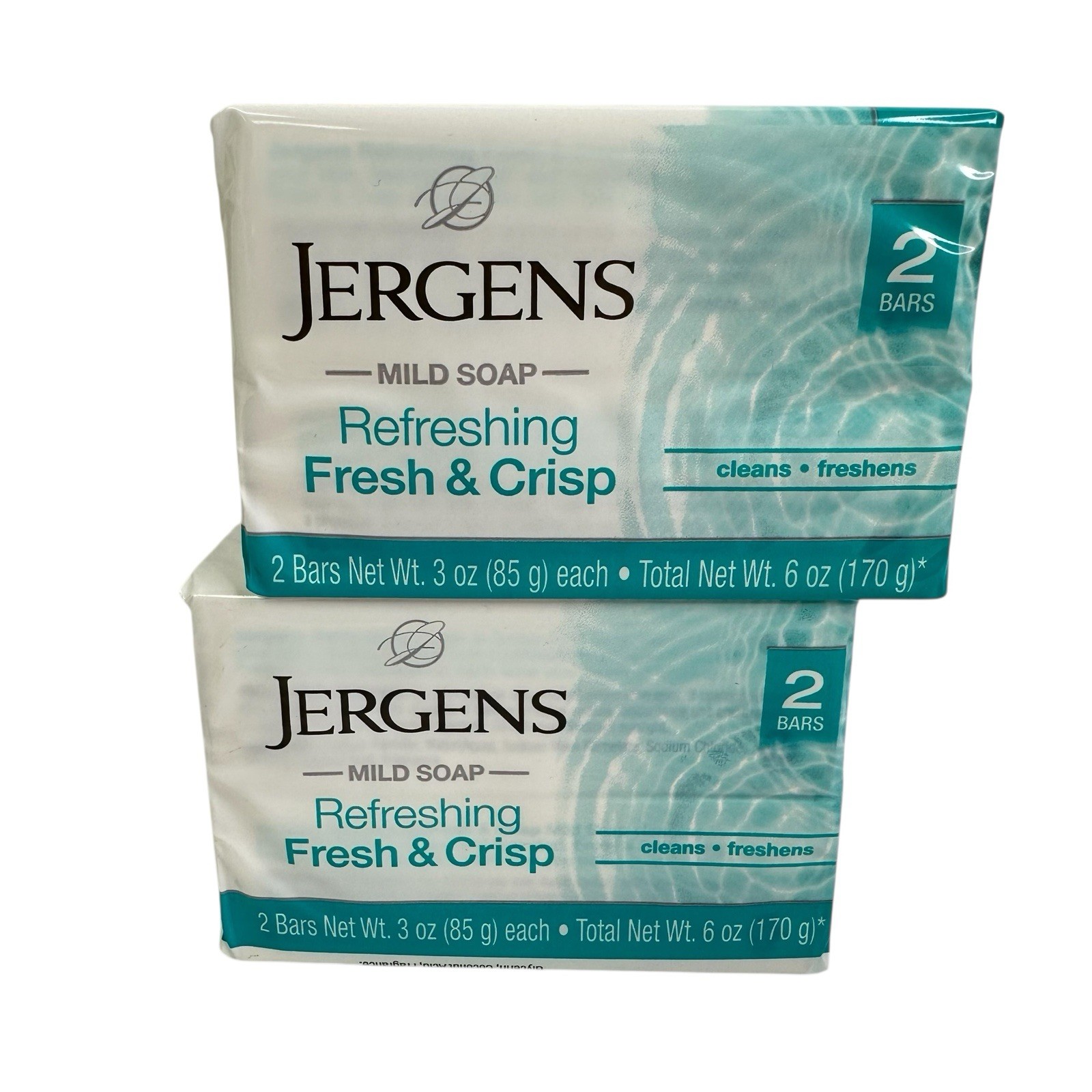 Jergens Mild Soap Refreshing Fresh And Crisp 2 Pack x 2 Total 4 Bars 3 Oz New