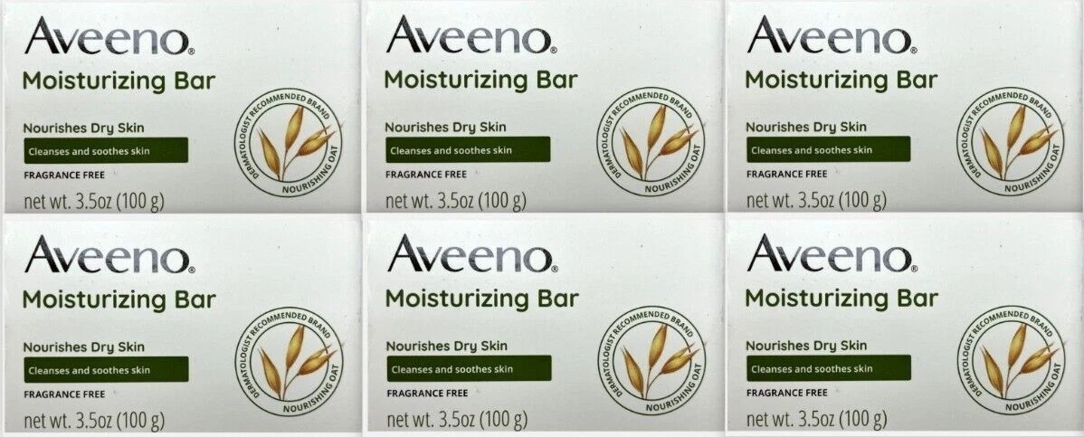 6 Pack Aveeno Moisturizing Bar With Nourishing Oat 3.5Oz Each Fast Shipping