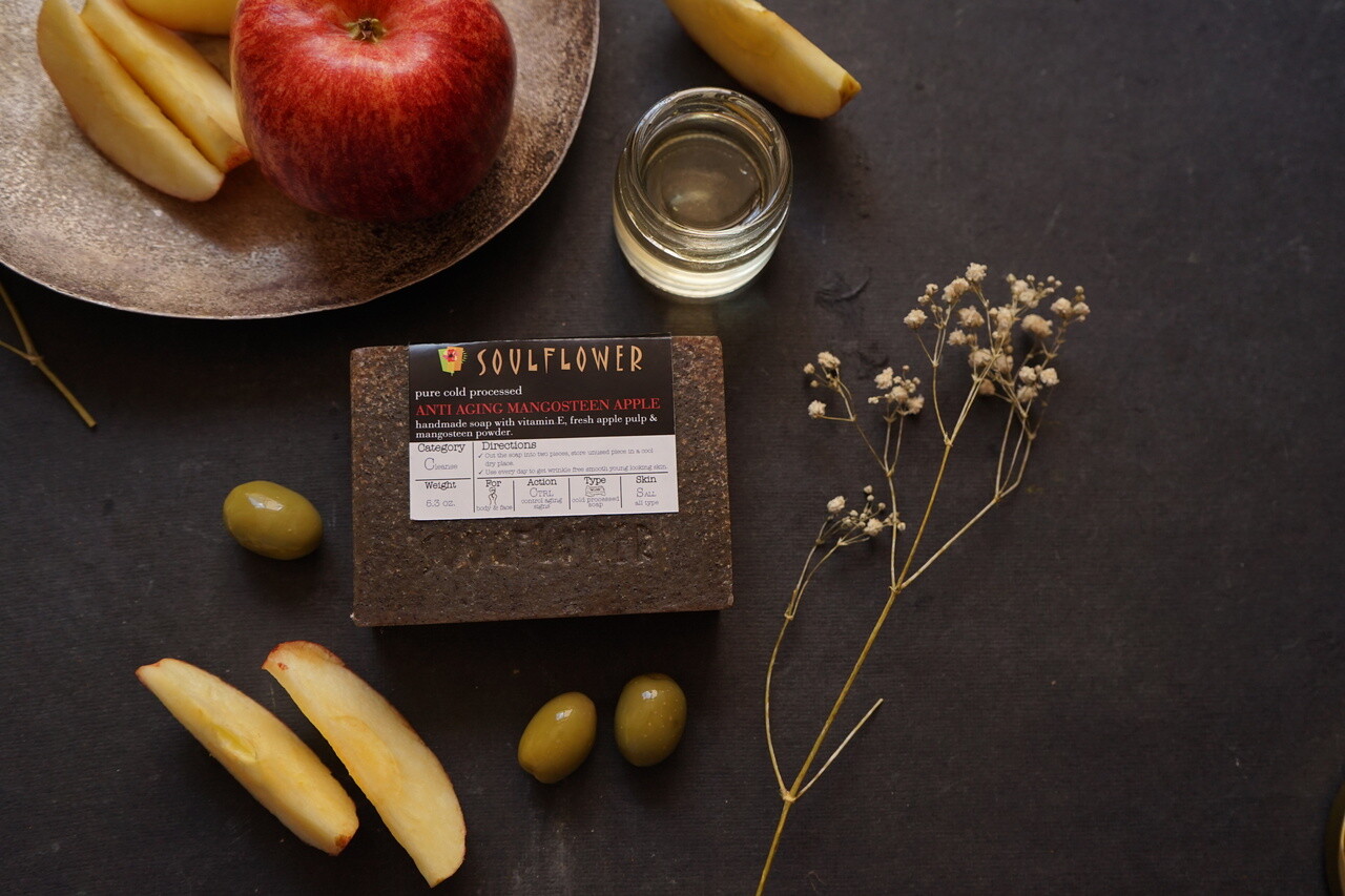 Soulflower Mangosteen Apple Handmade Soap- 100% Pure and Organic (Pack of 2)