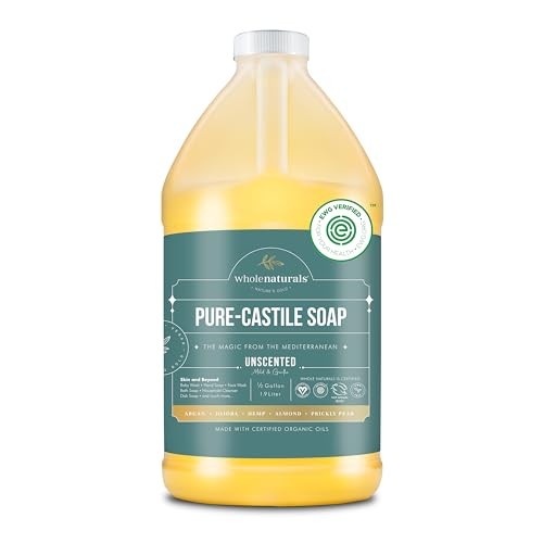 WHOLENATURALS Pure Castile Soap 64 Fl Oz Unscented Organic Vegan
