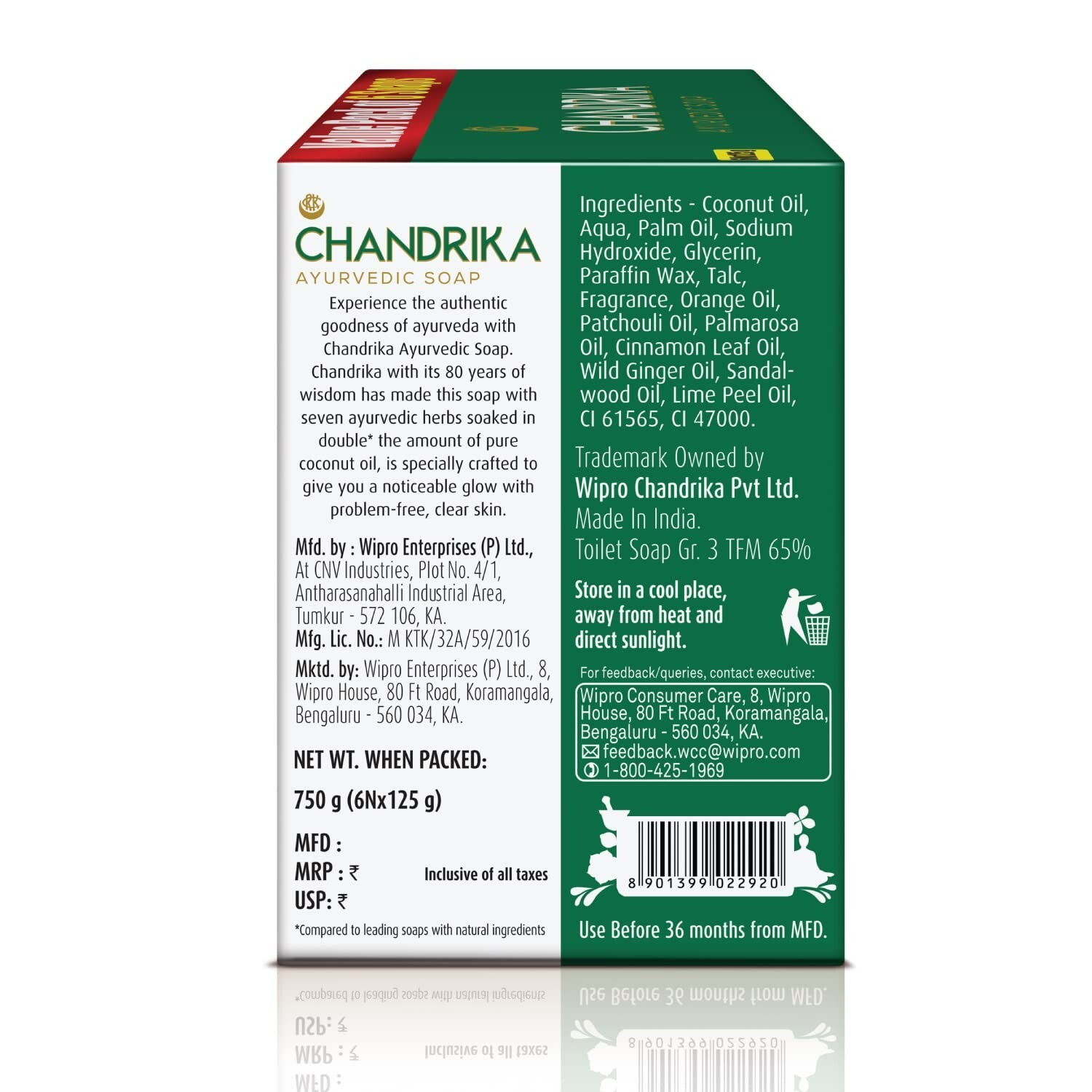 Chandrika Ayurvedic Soaps Glowing Radiant Skin Bathing Bar Each 125g Pack Of 6