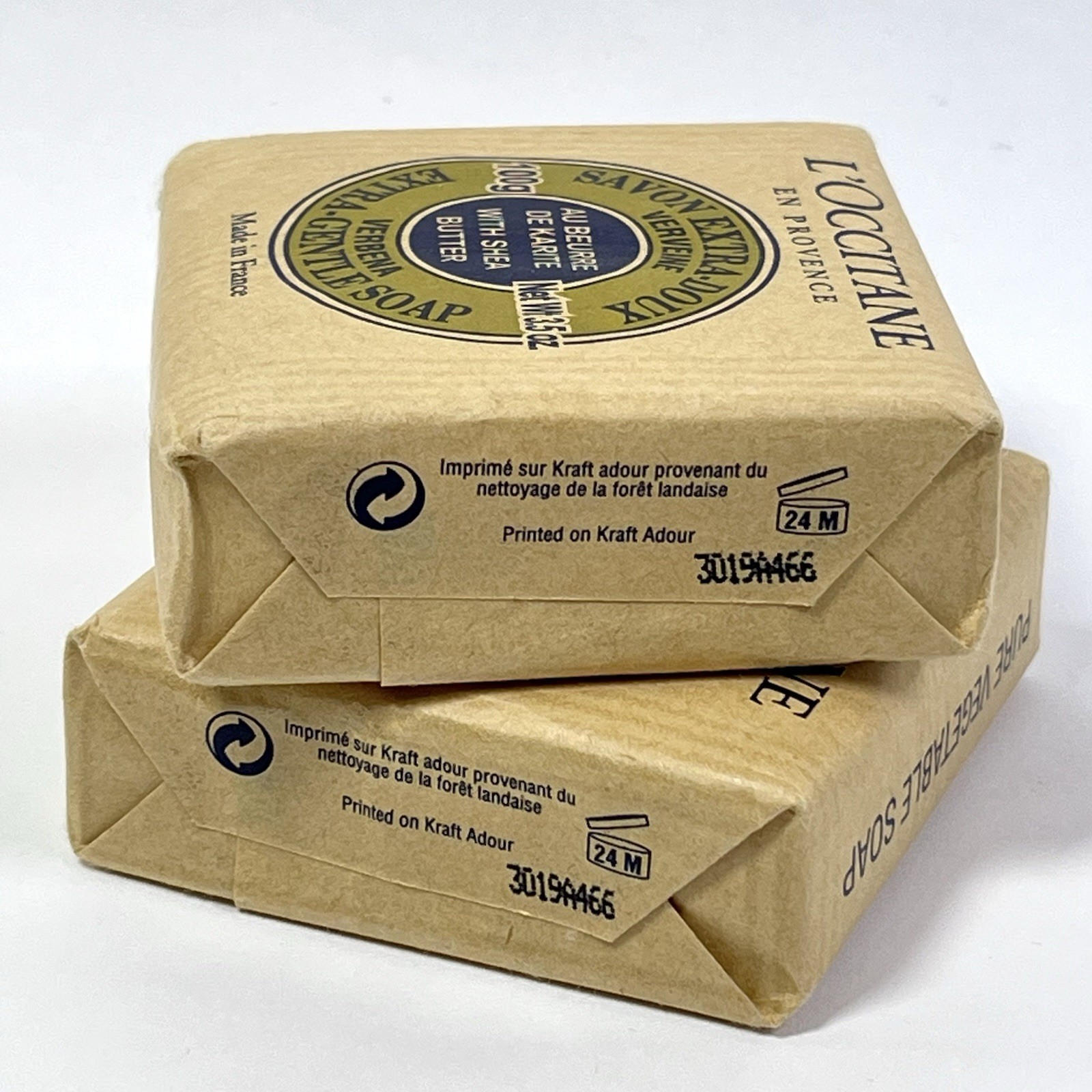 2 L’Occitane En Provence Shea Verbena Extra Gentle Vegetable Soap 3.5oz 100g NEW